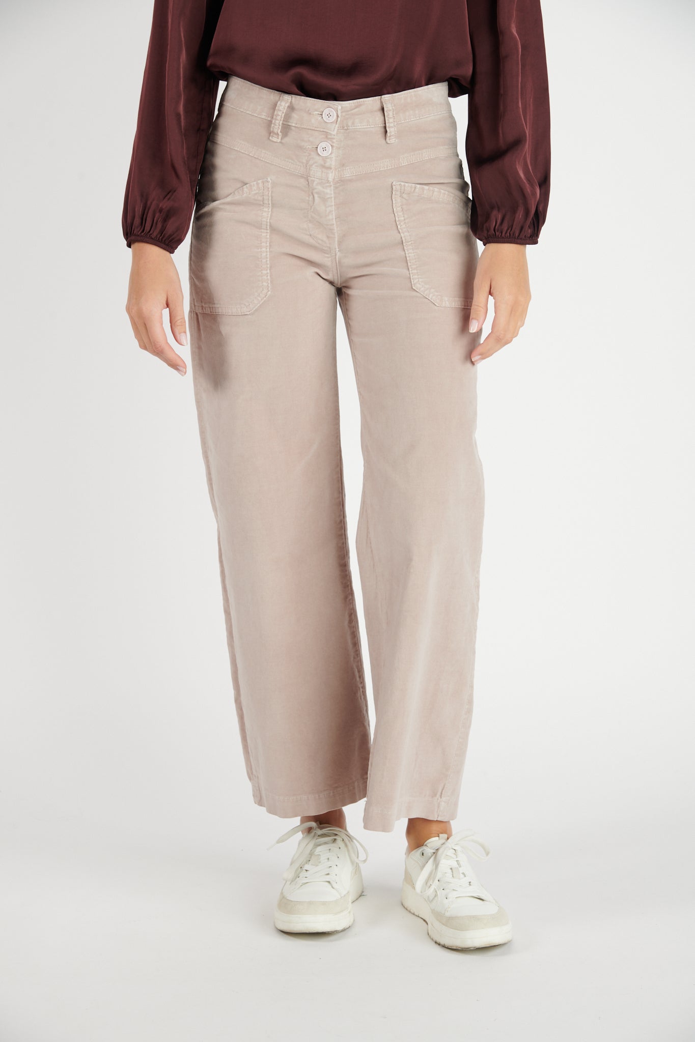 PANTALON ÉVASÉ 7/8 VELOURS DIONYS SABLE ROSE
