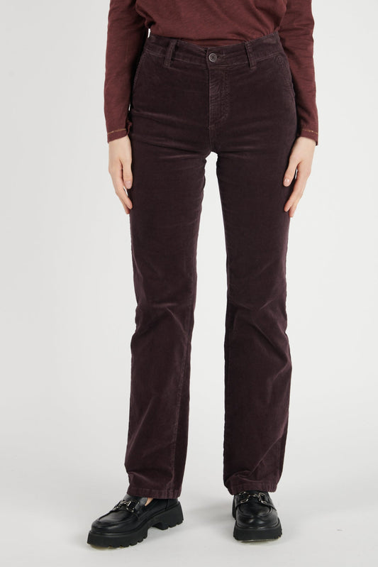 PANTALON FLARE VELOURS DELSON PRUNE