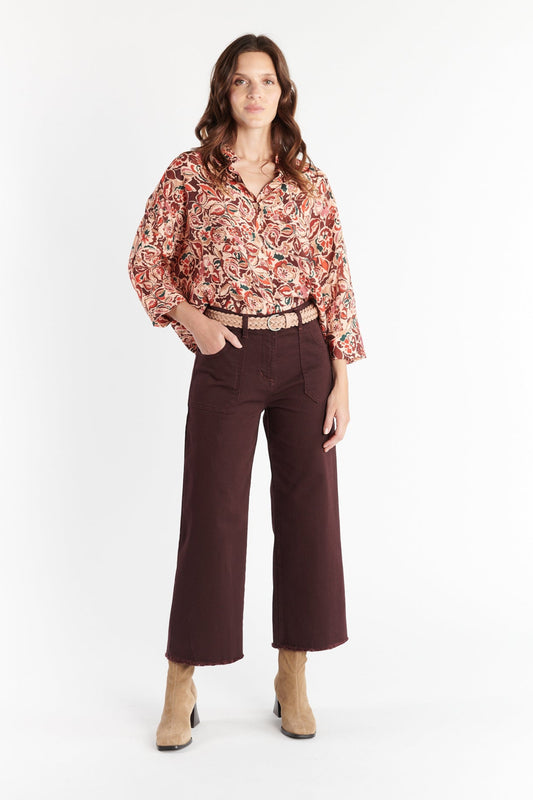 PANTALON ÉVASÉ 7/8 DILAN PRUNE