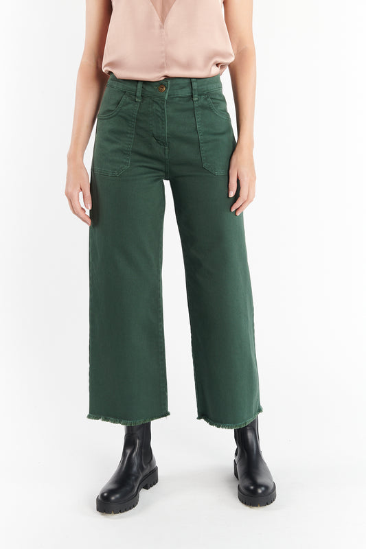 PANTALON ÉVASÉ 7/8 DILAN VERT PIN