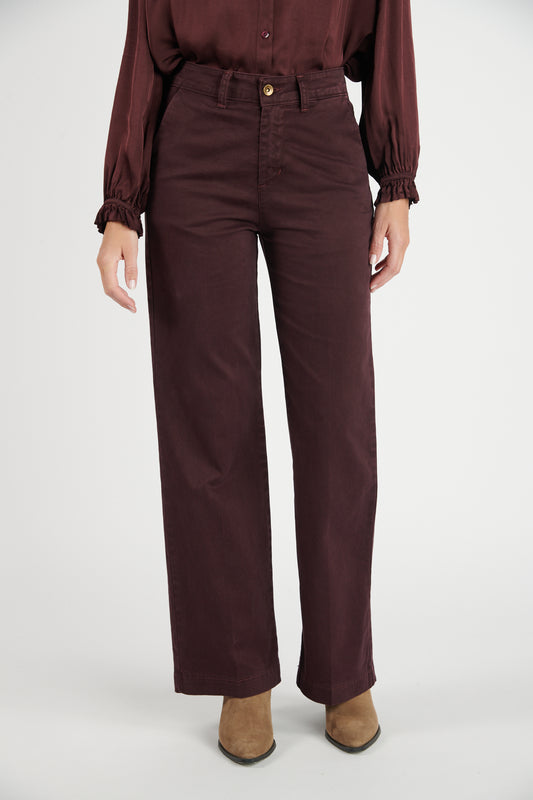 PANTALON LONG ÉVASÉ DION PRUNE