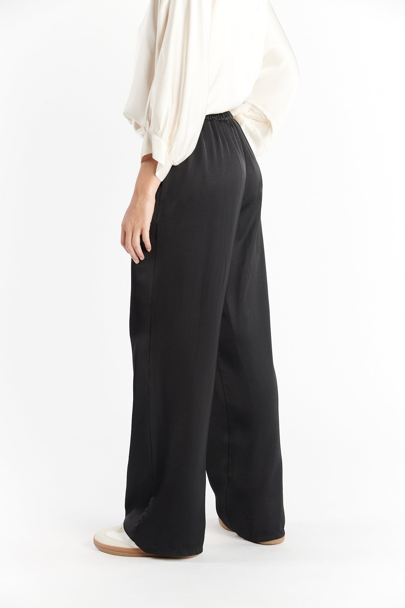 PANTALON LONG SATINÉ DREW NOIR