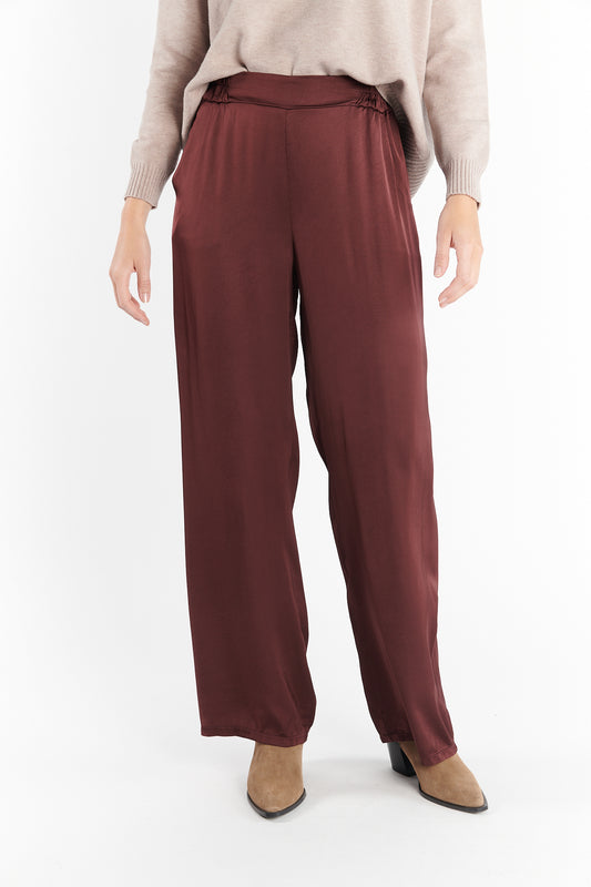 PANTALON LONG SATINÉ DREW PRUNE