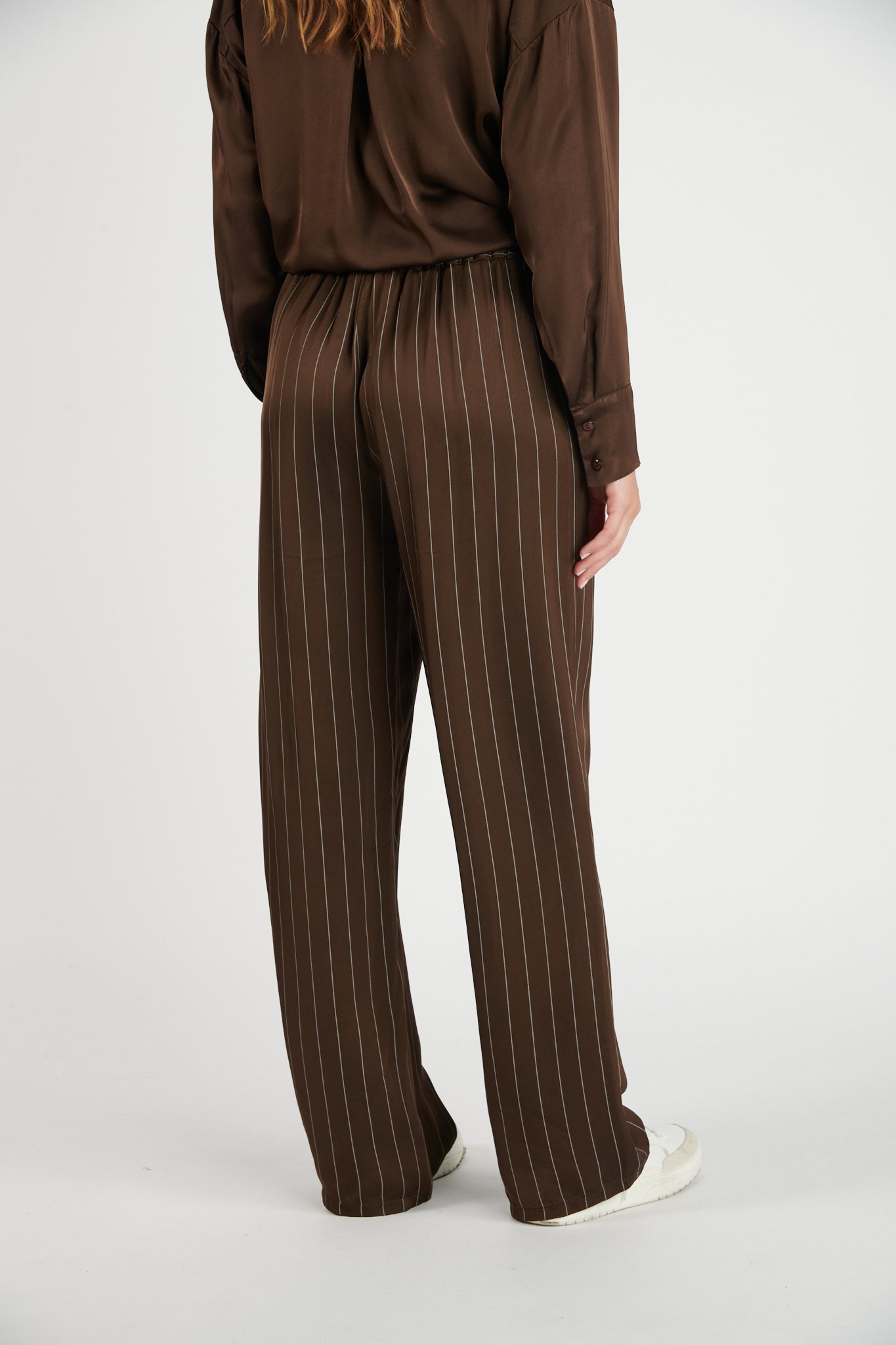 PANTALON FLUIDE CRISTOBAL RAYURES EBENE