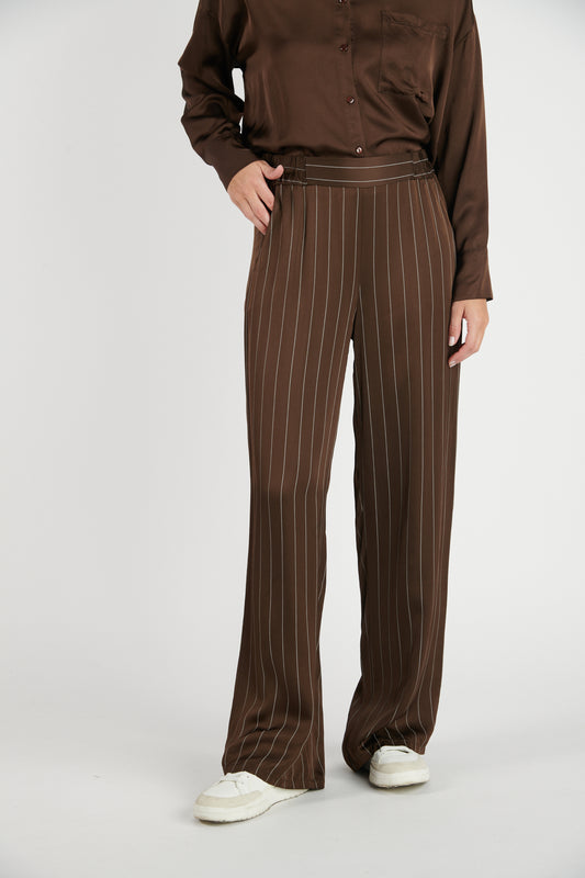 PANTALON FLUIDE CRISTOBAL RAYURES EBENE