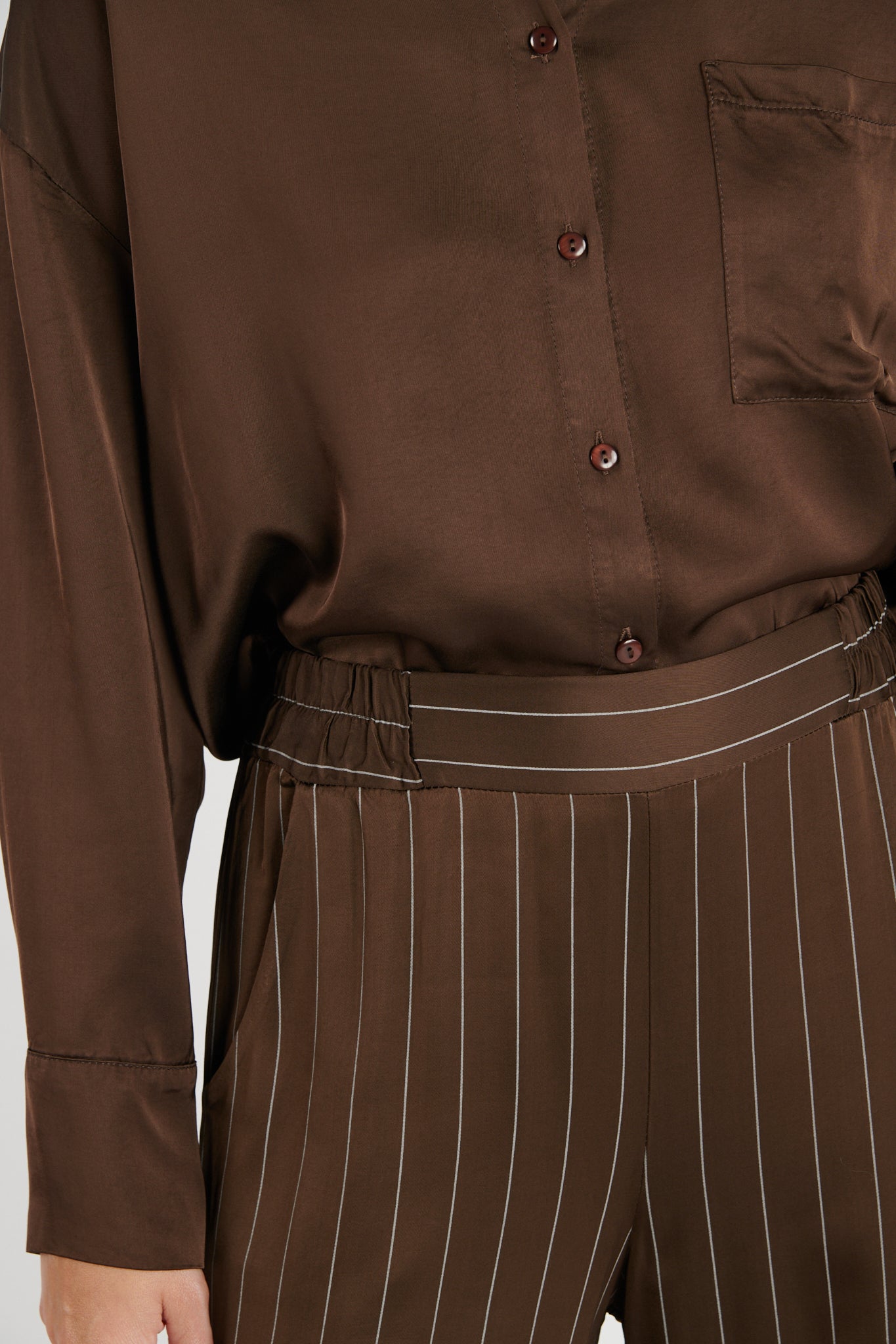 PANTALON FLUIDE CRISTOBAL RAYURES EBENE