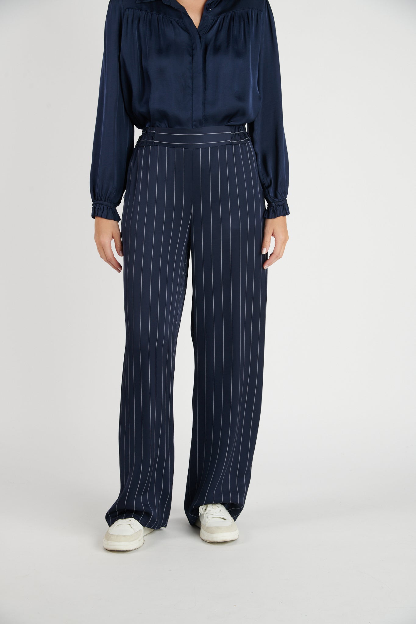 PANTALON FLUIDE CRISTOBAL RAYURES MARINE FONCE