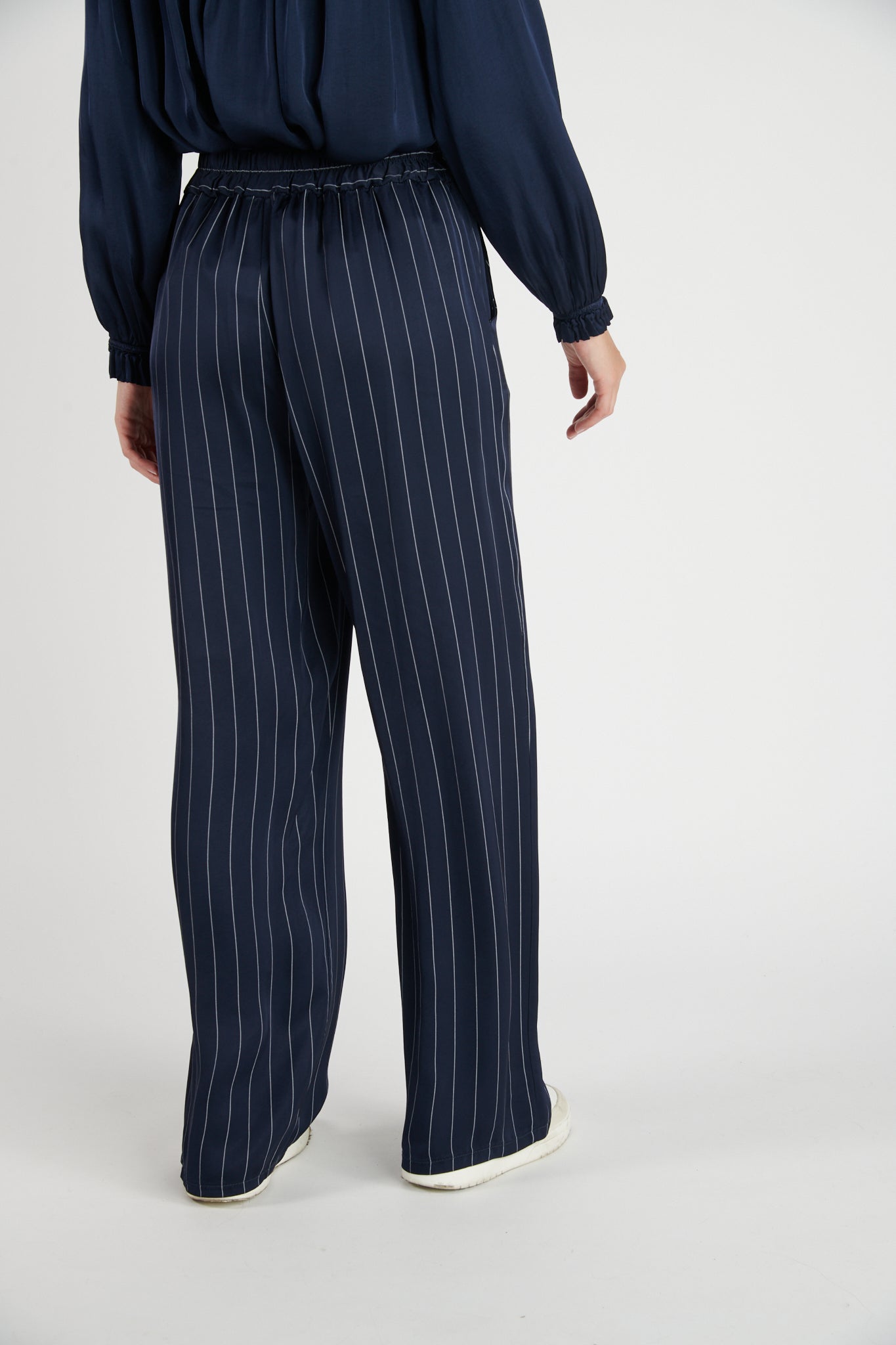 PANTALON FLUIDE CRISTOBAL RAYURES MARINE FONCE