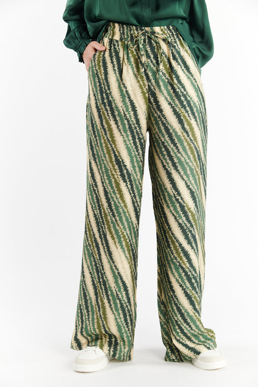 PANTALON FLUIDE DONELL IMPRIMÉ VERT ELECTRO