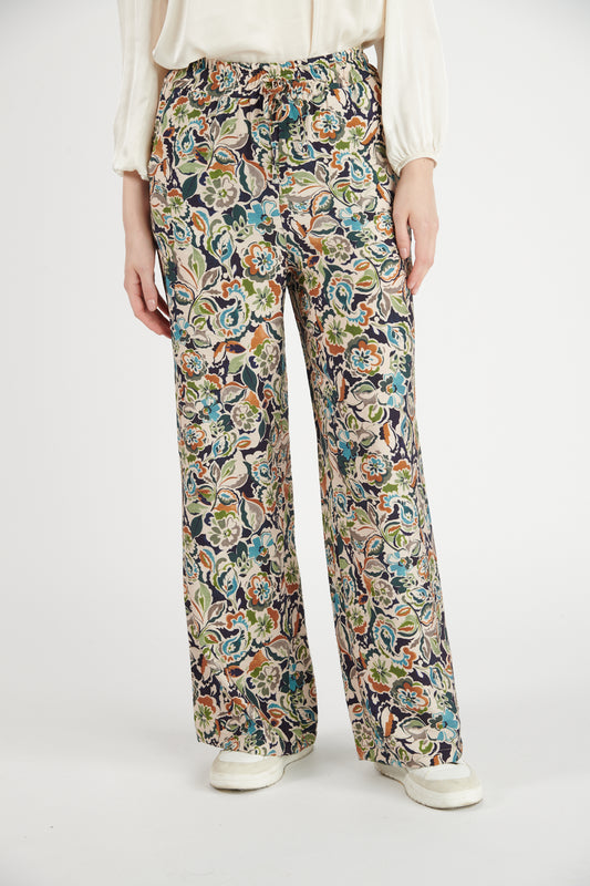 PANTALON FLUIDE DONIS IMPRIMÉE MARINE FLOWER