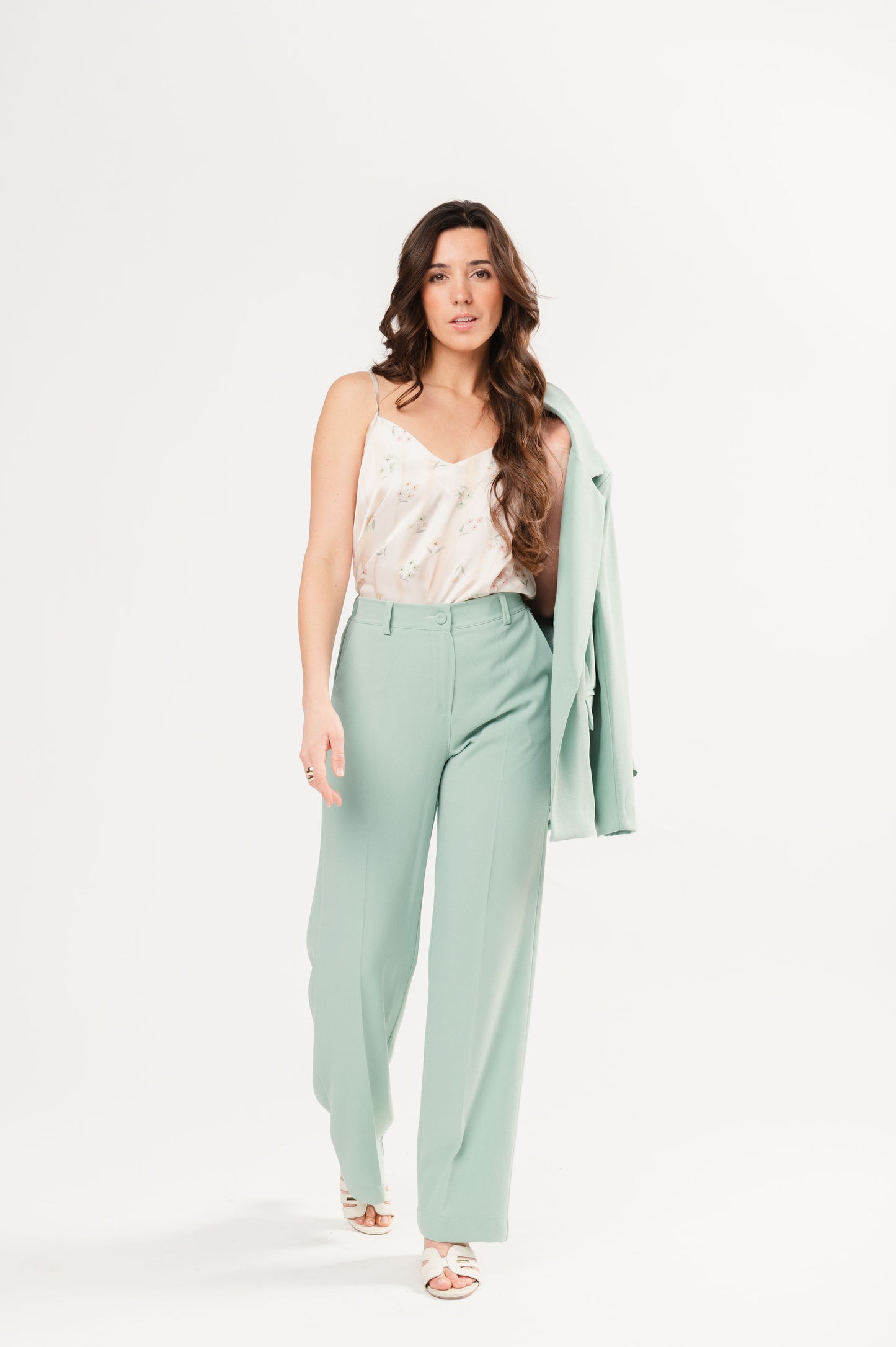 PANTALON LONG EUGÈNE VERT D'EAU