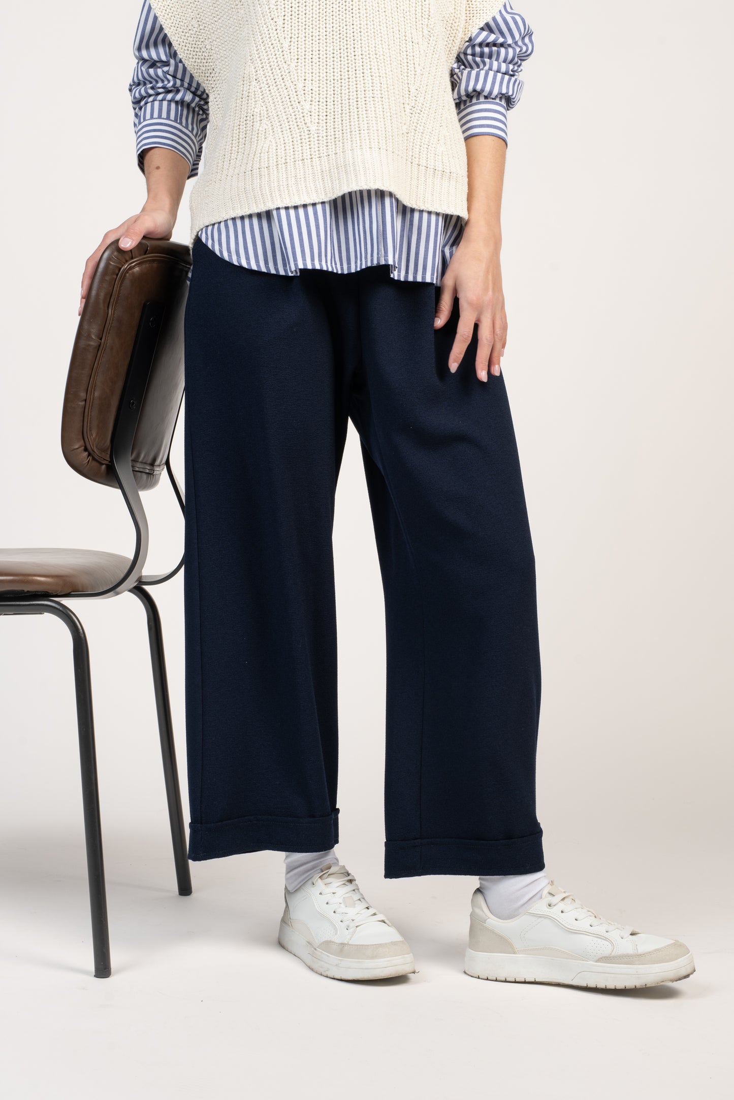 PANTALON 7/8ÈME ÉVASÉ EVA MARINE