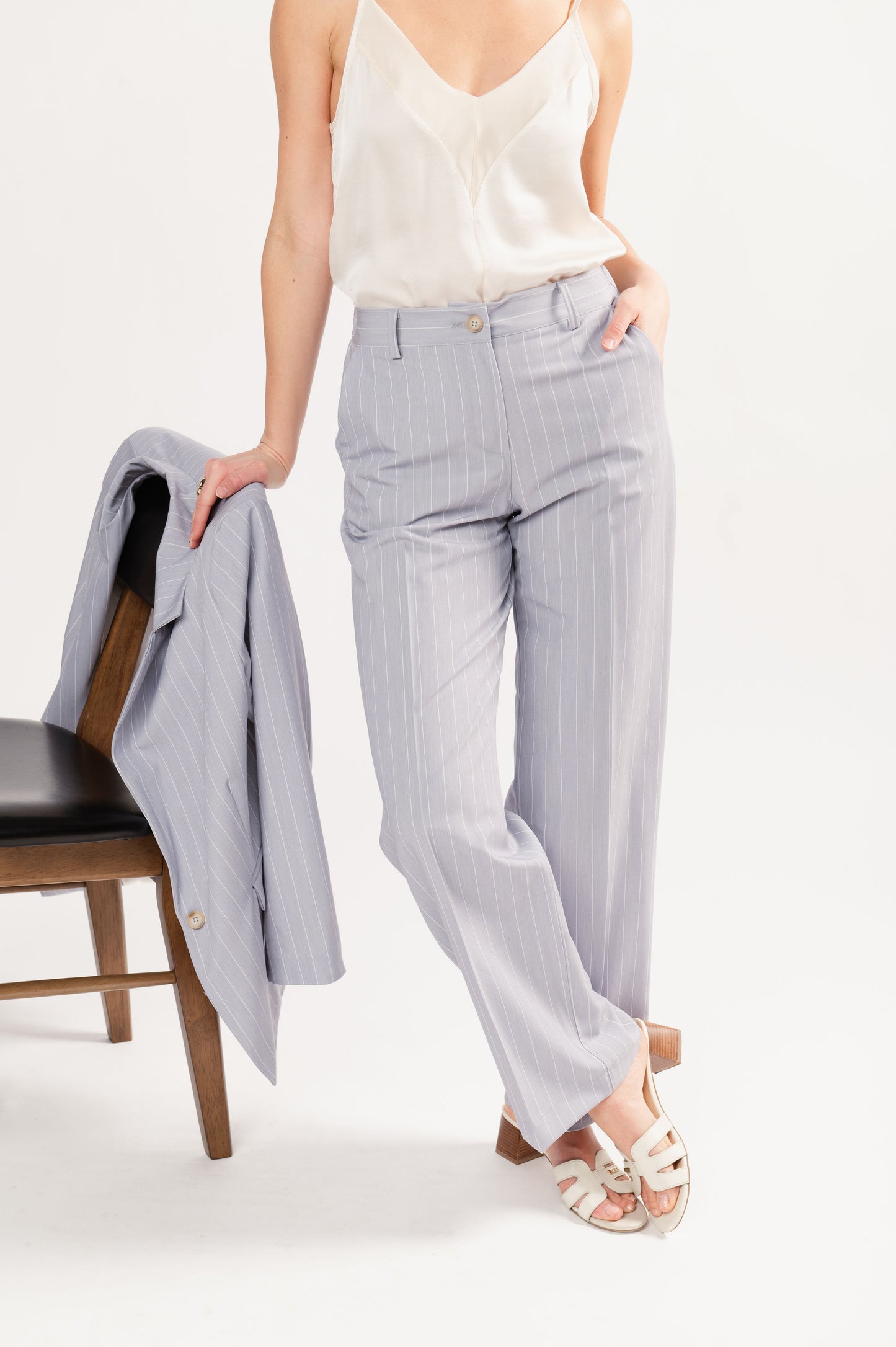 PANTALON À RAYURES ÉDEN GRIS
