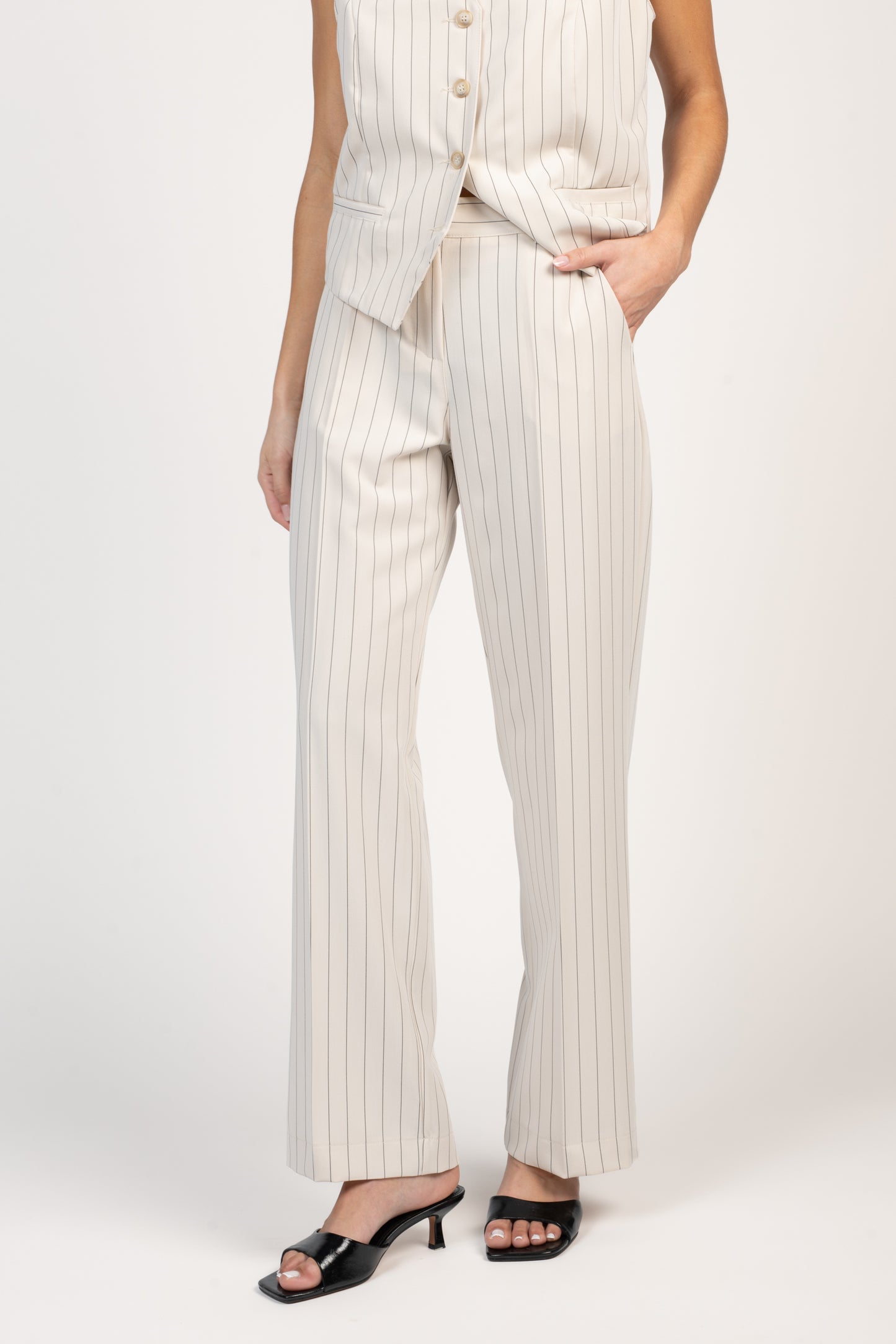 PANTALON À RAYURES ÉDEN ÉCRU