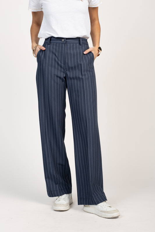 PANTALON À RAYURES ÉDEN BLEU