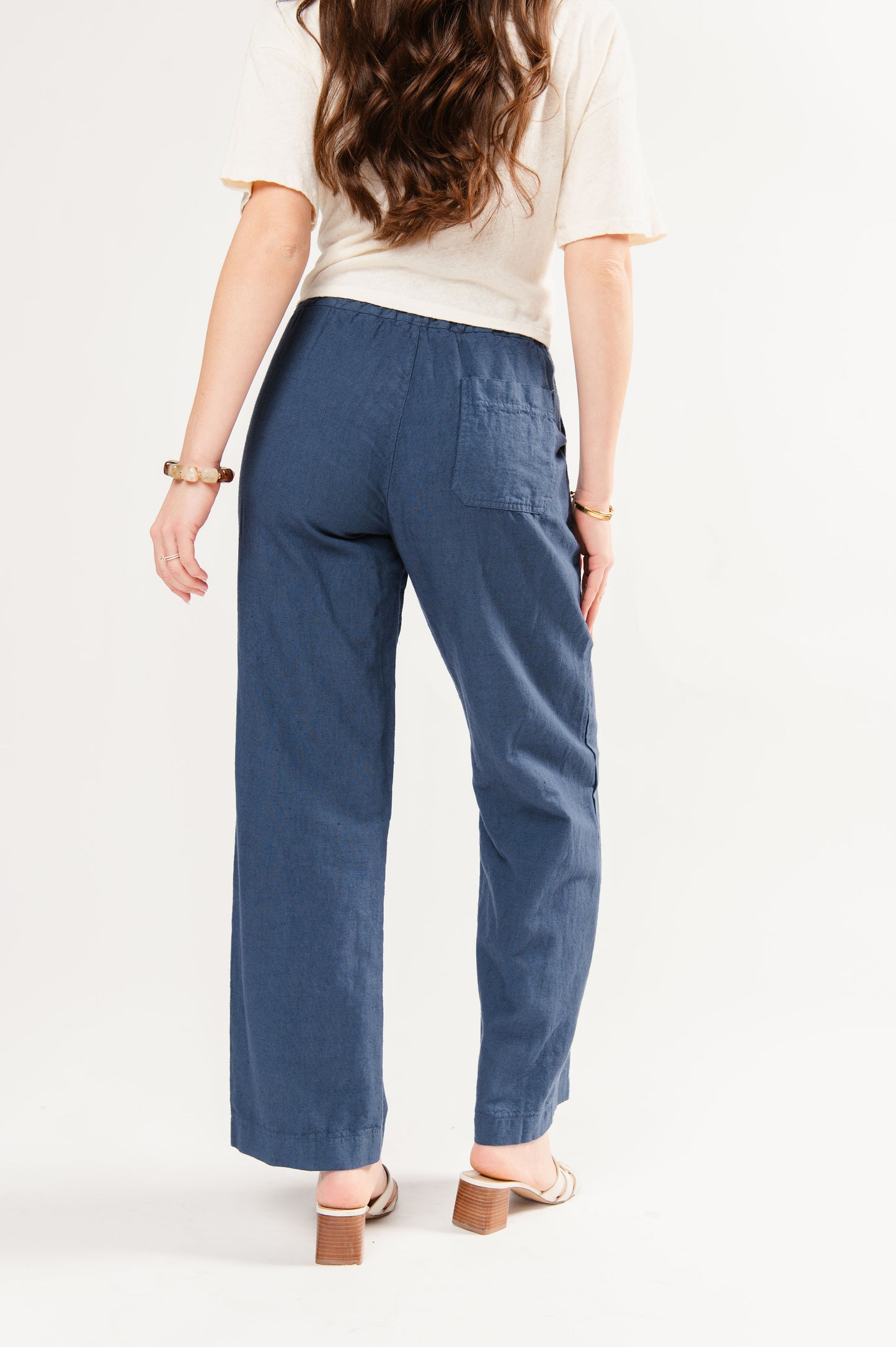 PANTALON EN LIN FÉDÉRICA BLEU
