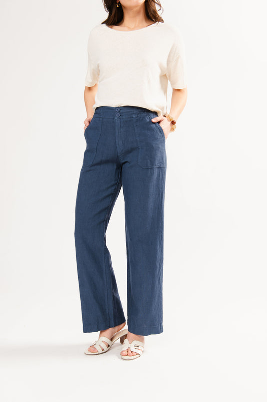PANTALON EN LIN FÉDÉRICA BLEU