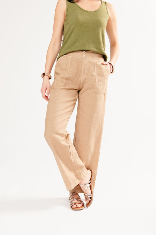 PANTALON EN LIN FÉDÉRICA BEIGE