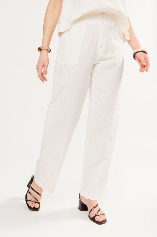 PANTALON EN LIN FÉDÉRICA ÉCRU