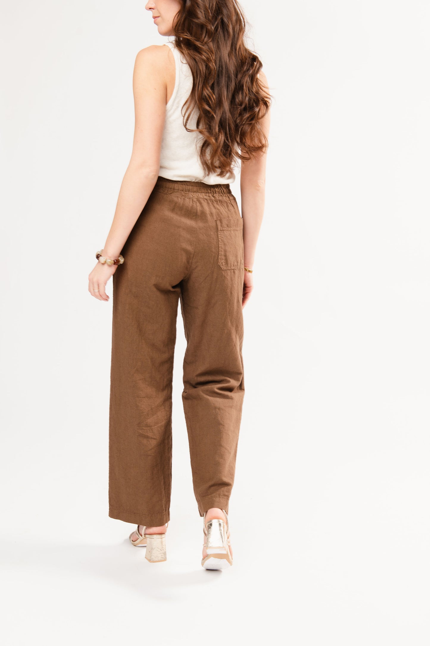 PANTALON EN LIN FÉDÉRICA MARRON