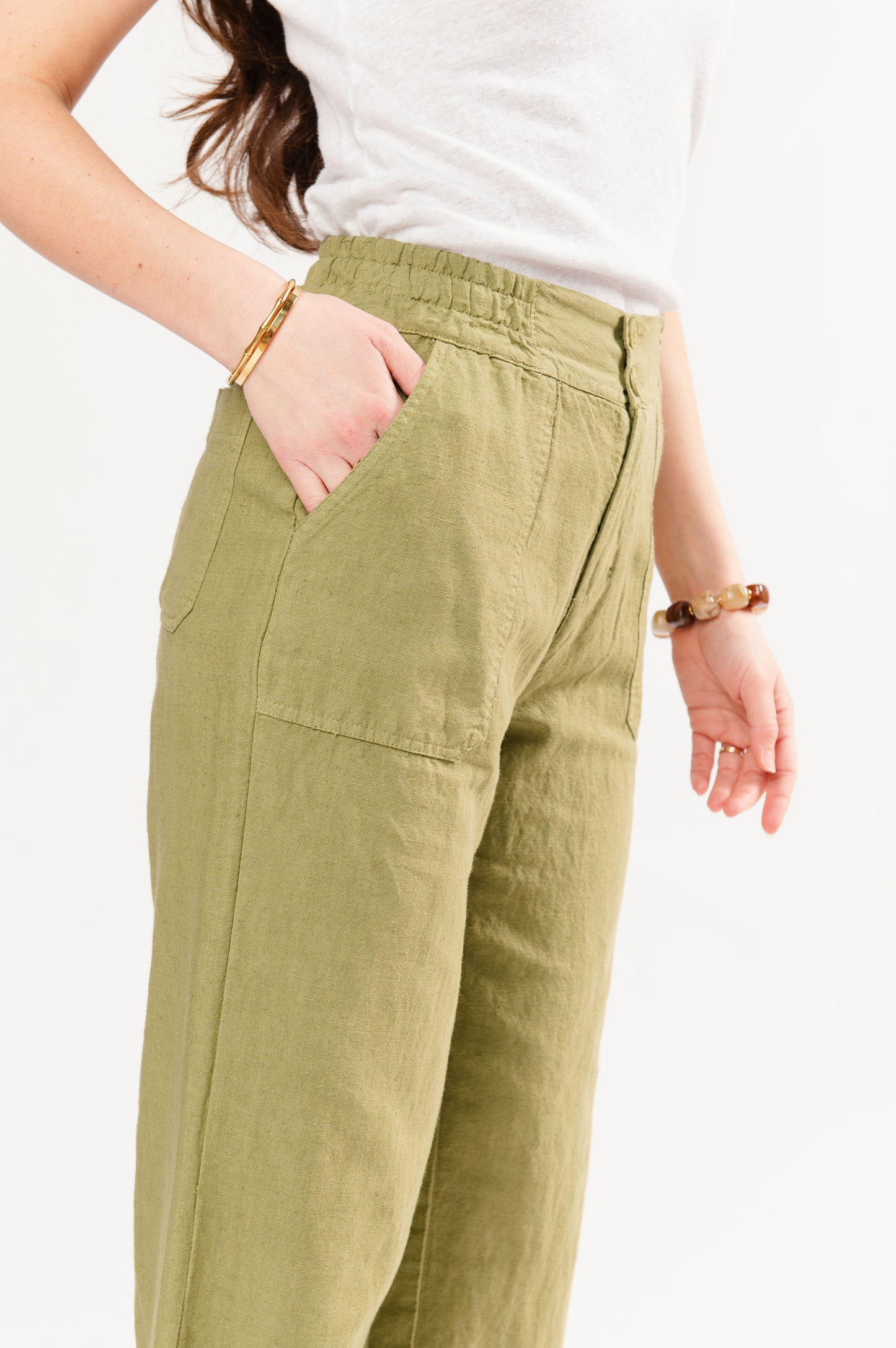 PANTALON EN LIN FÉDÉRICA VERT