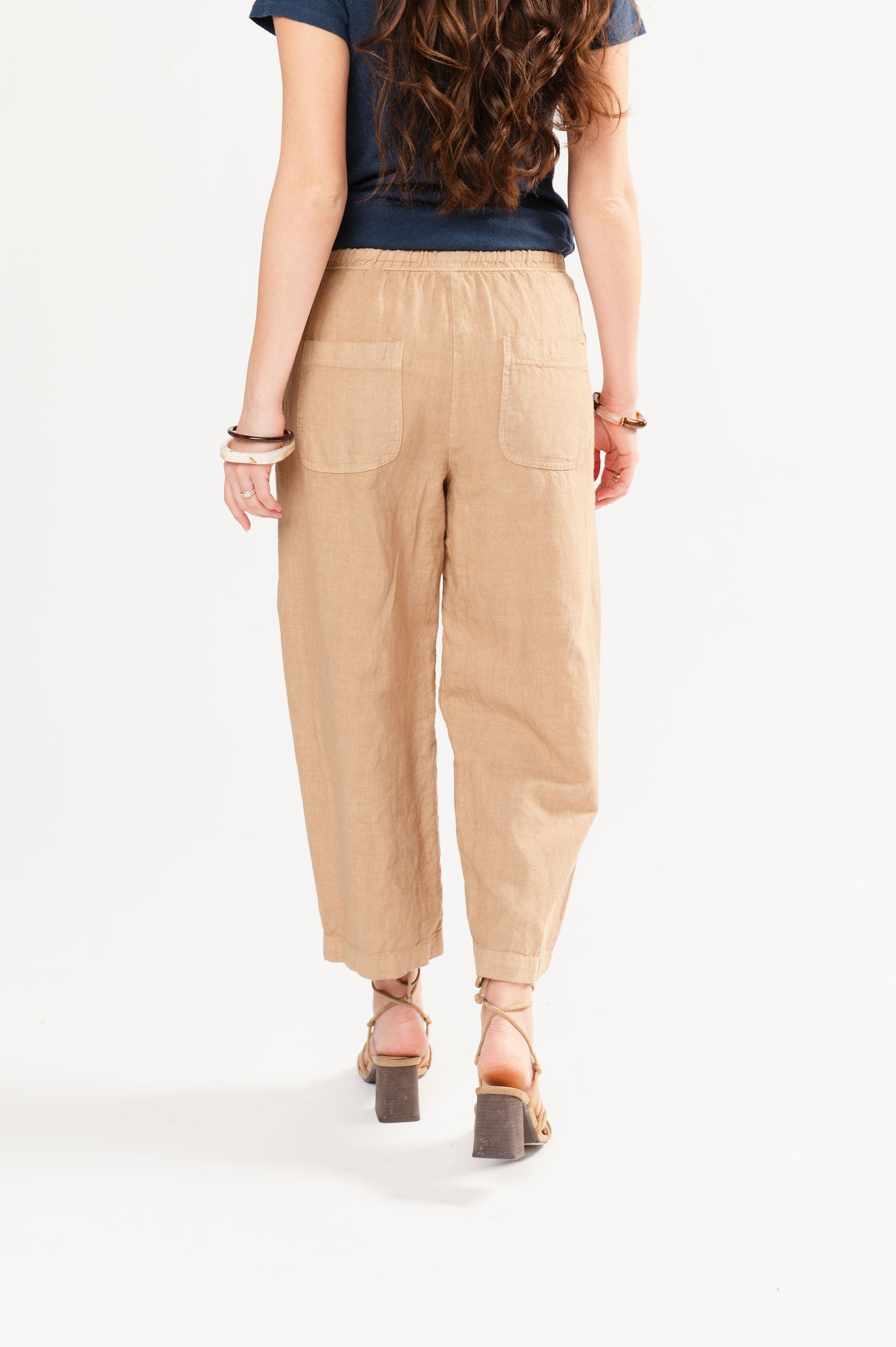 PANTALON 7/8ÈME EN LIN FLAVIO BEIGE