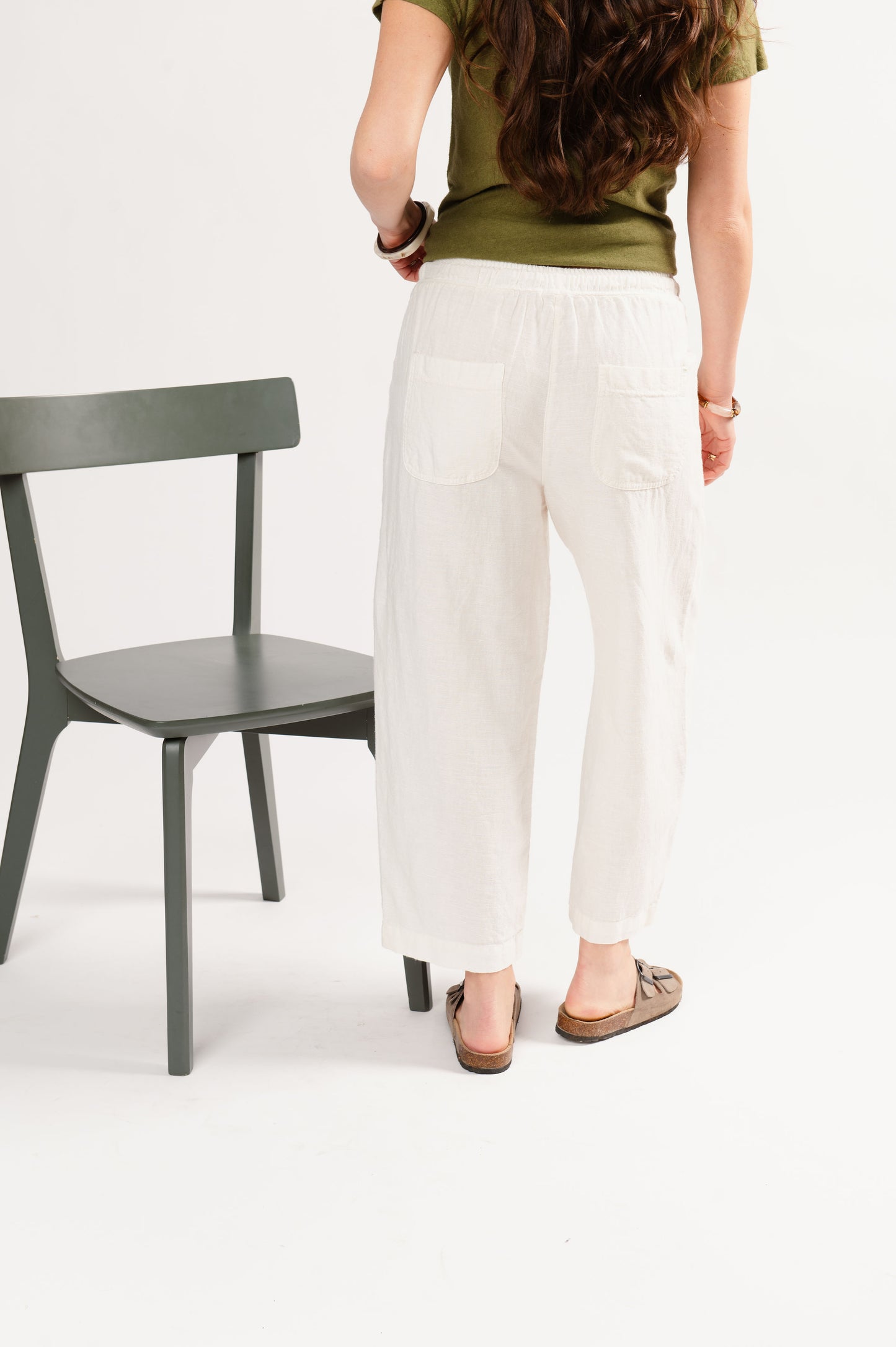 PANTALON 7/8ÈME EN LIN FLAVIO ÉCRU