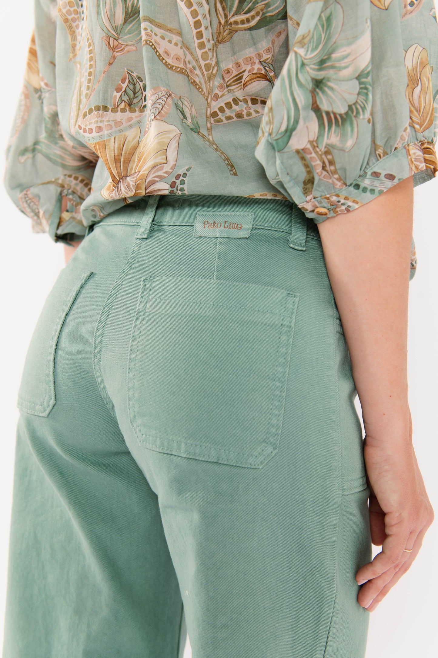 PANTALON ÉVASÉ 7/8ÈME ÉVAN VERT D'EAU