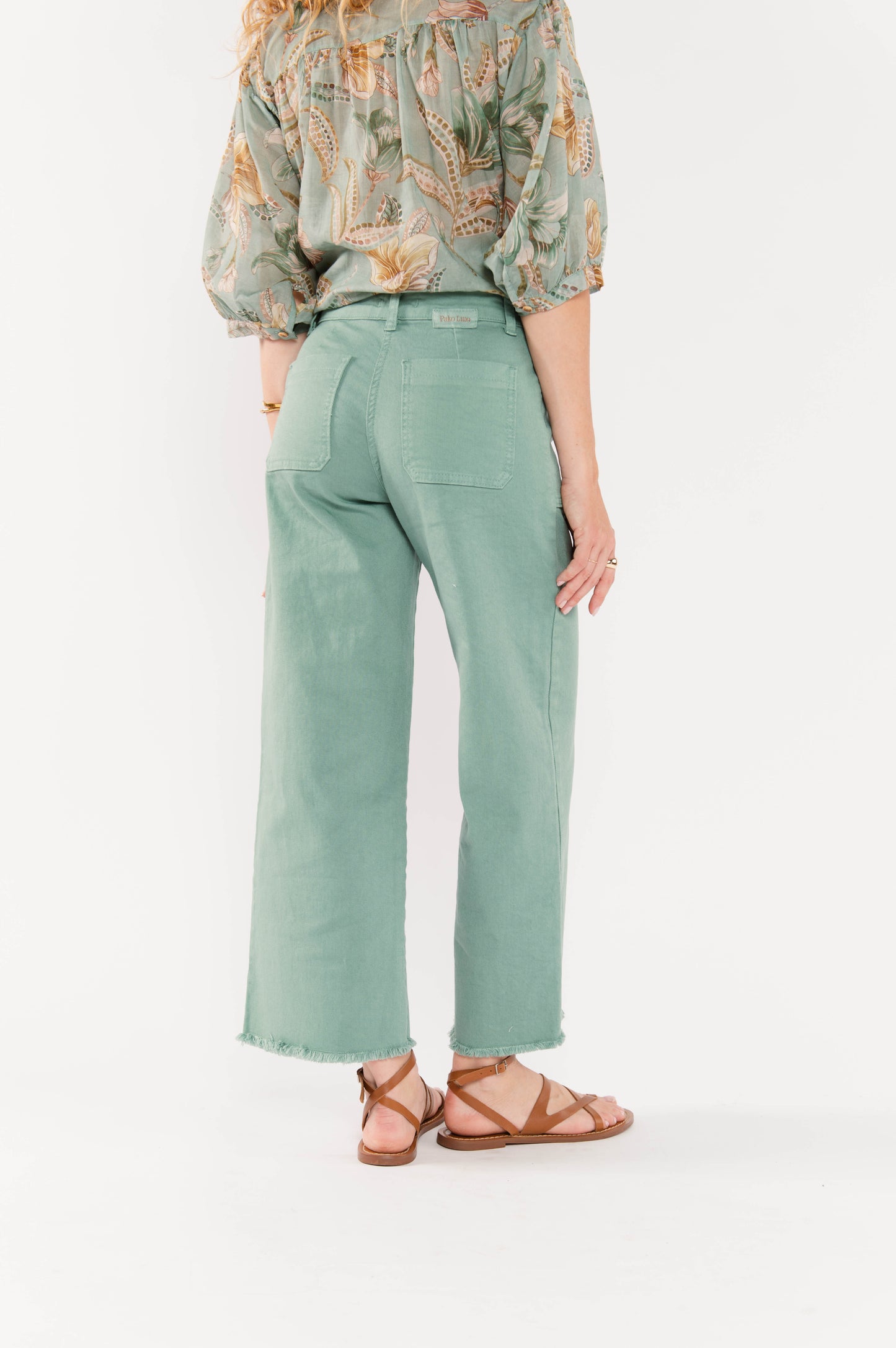 PANTALON ÉVASÉ 7/8ÈME ÉVAN VERT D'EAU