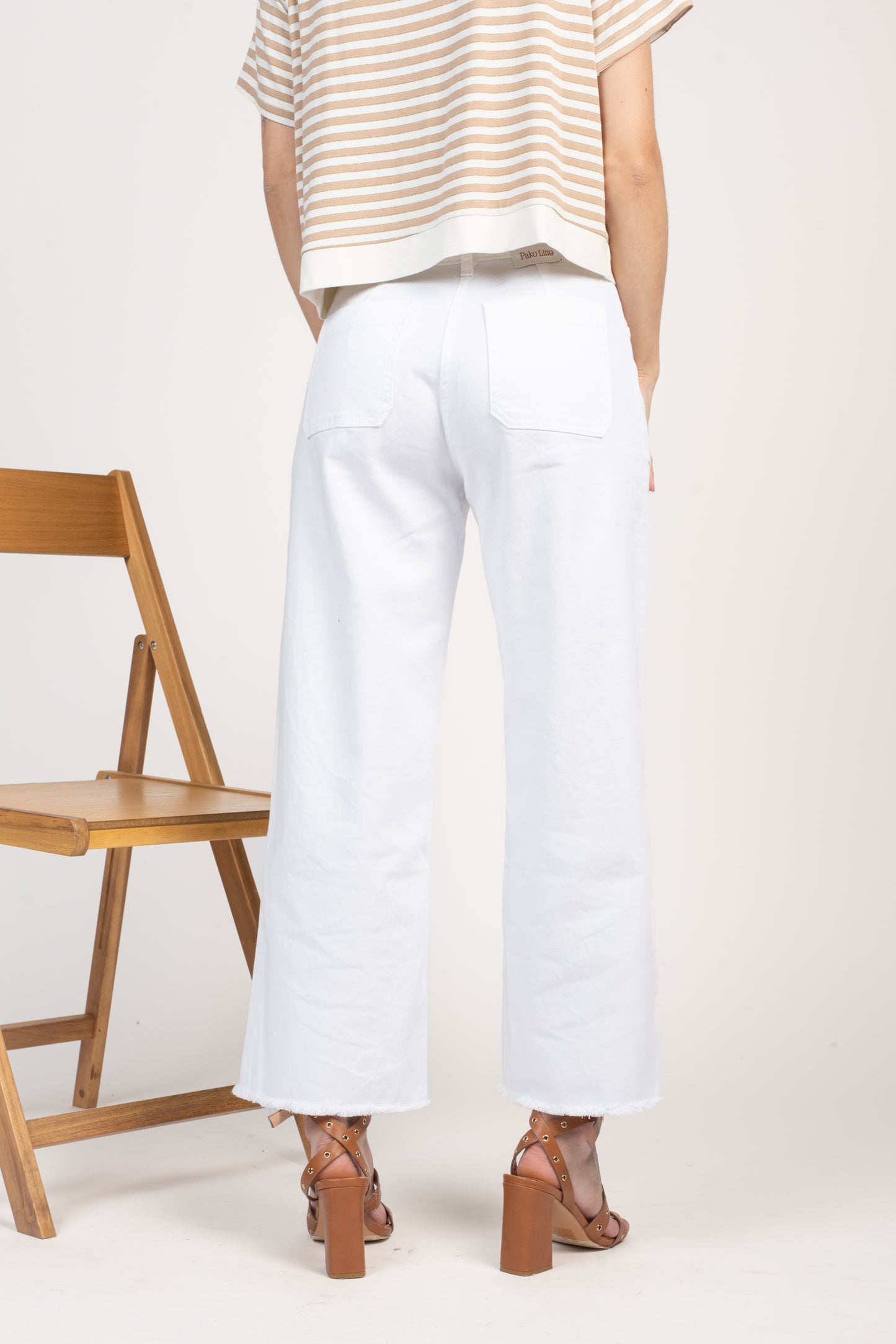 PANTALON ÉVASÉ 7/8ÈME ÉVAN BLANC