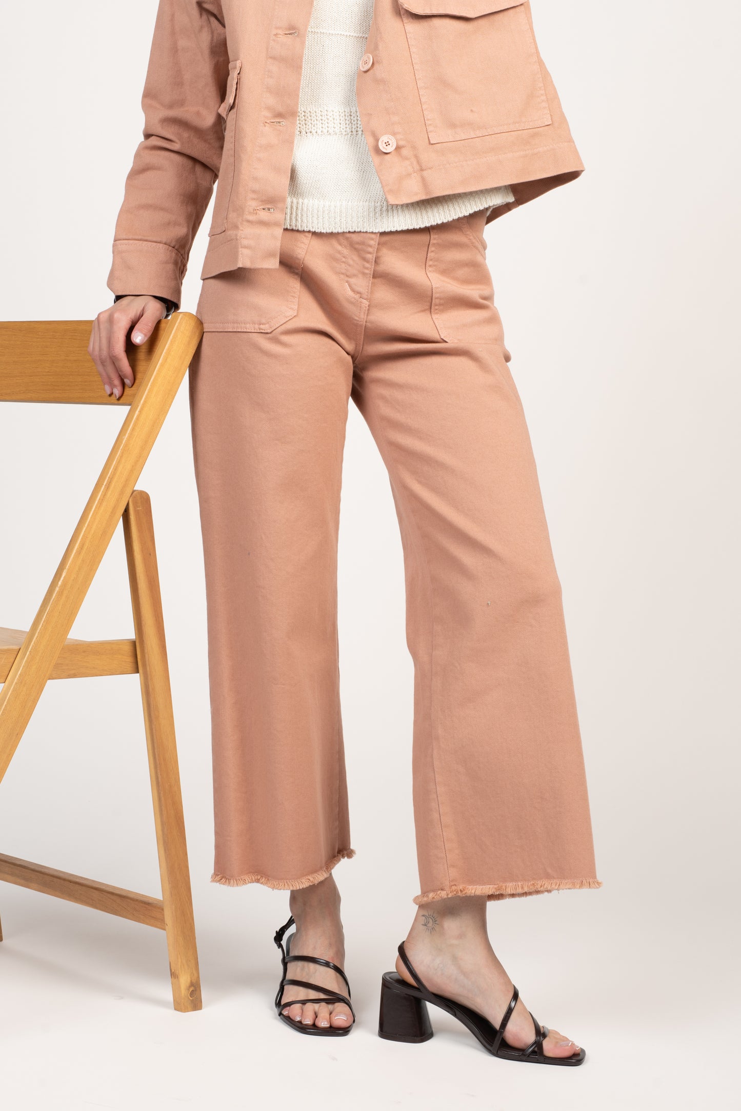 PANTALON ÉVASÉ 7/8ÉME ÉVAN VIEUX ROSE