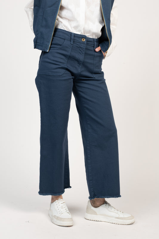PANTALON ÉVASÉ 7/8ÈME ÉVAN BLEU