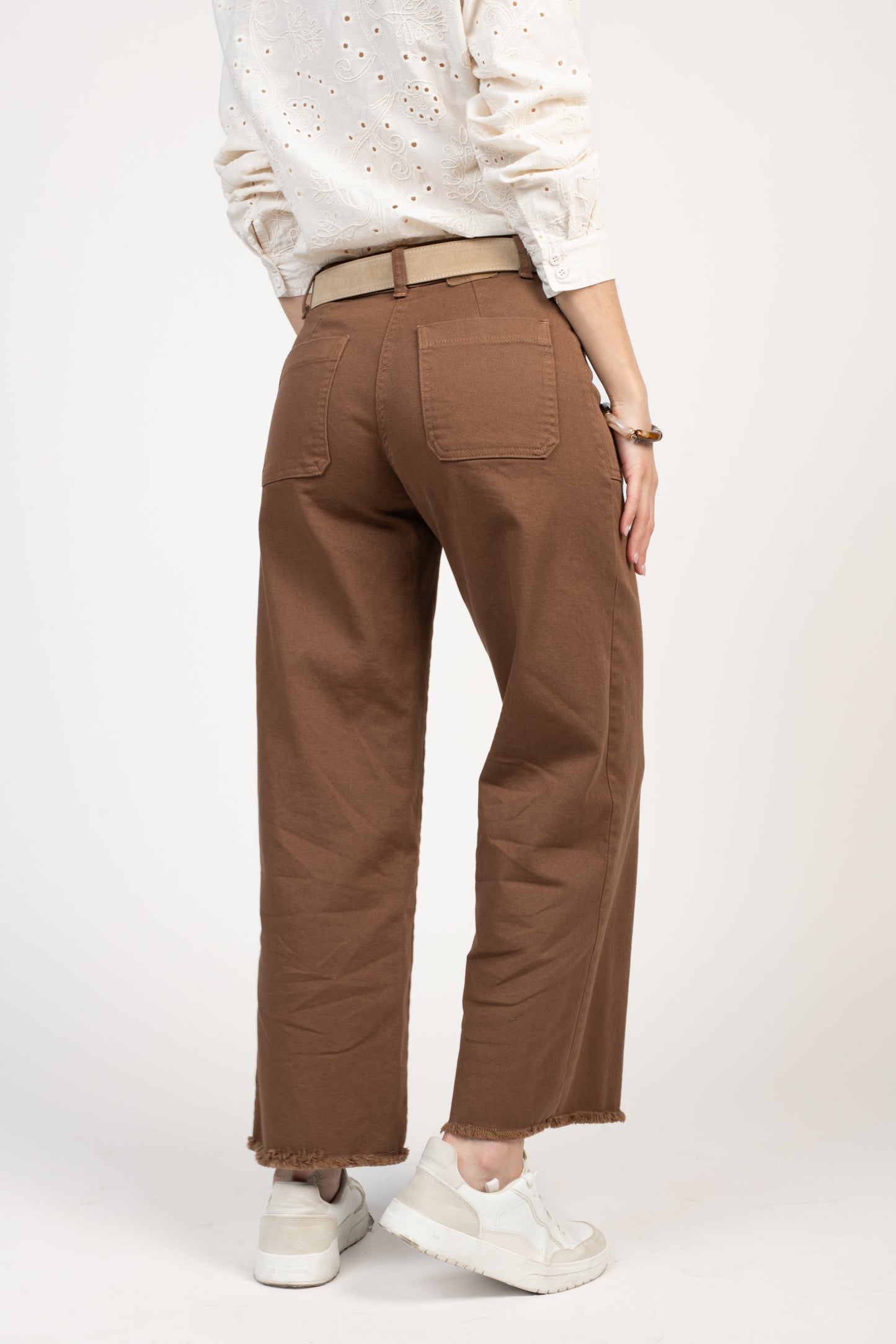 PANTALON ÉVASÉ 7/8ÈME ÉVAN MARRON