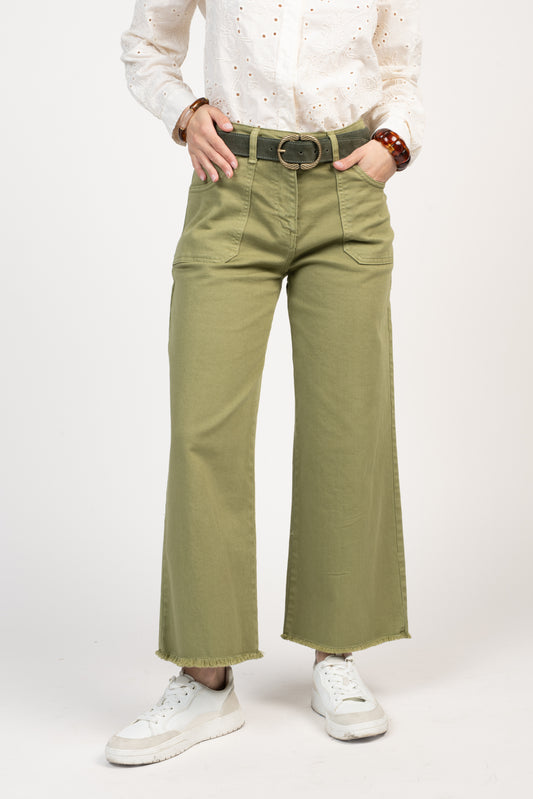 PANTALON ÉVASÉ 7/8ÈME ÉVAN VERT