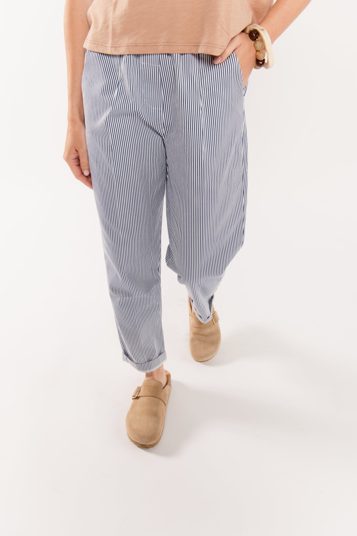 CHINO 7/8ÈME À RAYURES FARAH MARINE