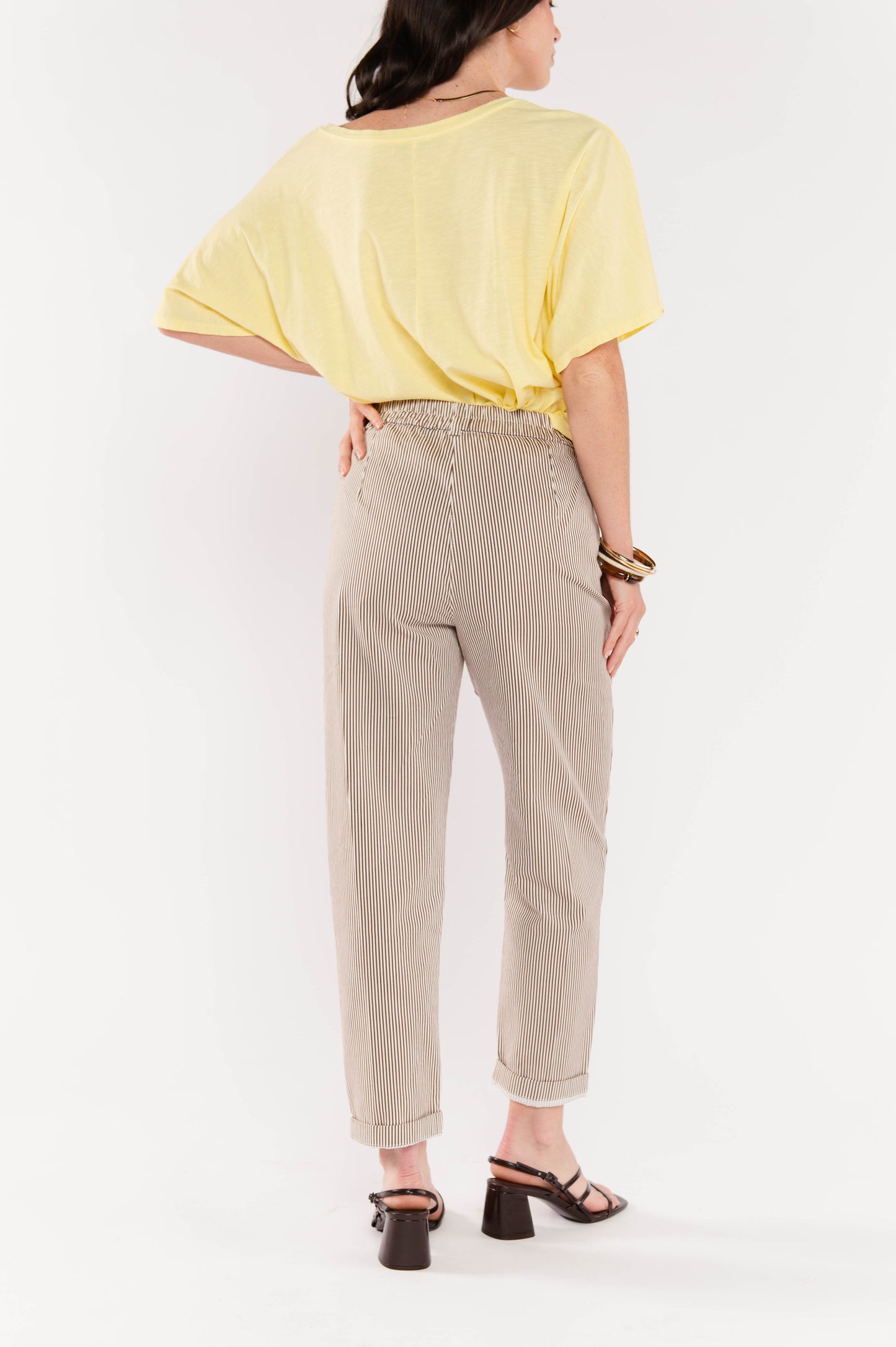 CHINO 7/8ÈME À RAYURES FARAH MARRON