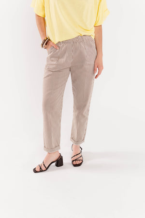 CHINO 7/8ÈME À RAYURES FARAH MARRON