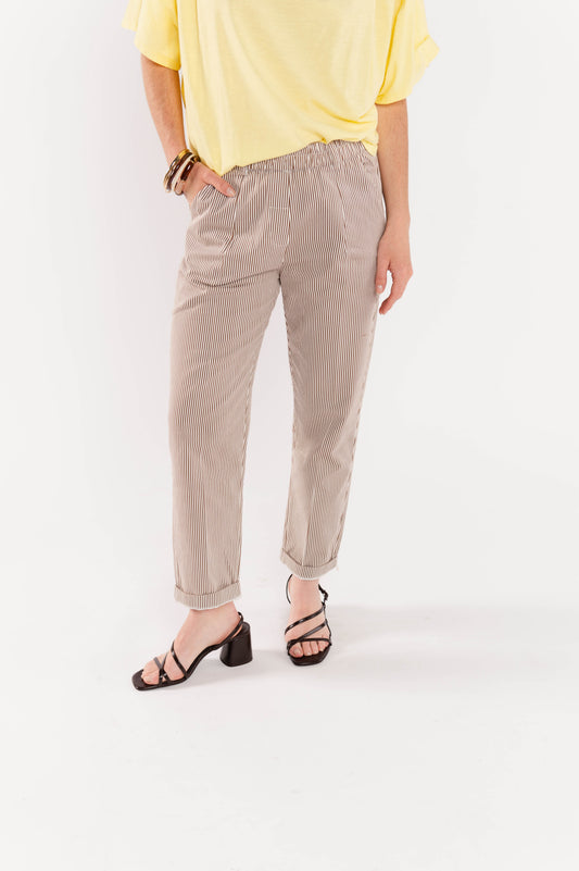 CHINO 7/8ÈME À RAYURES FARAH MARRON
