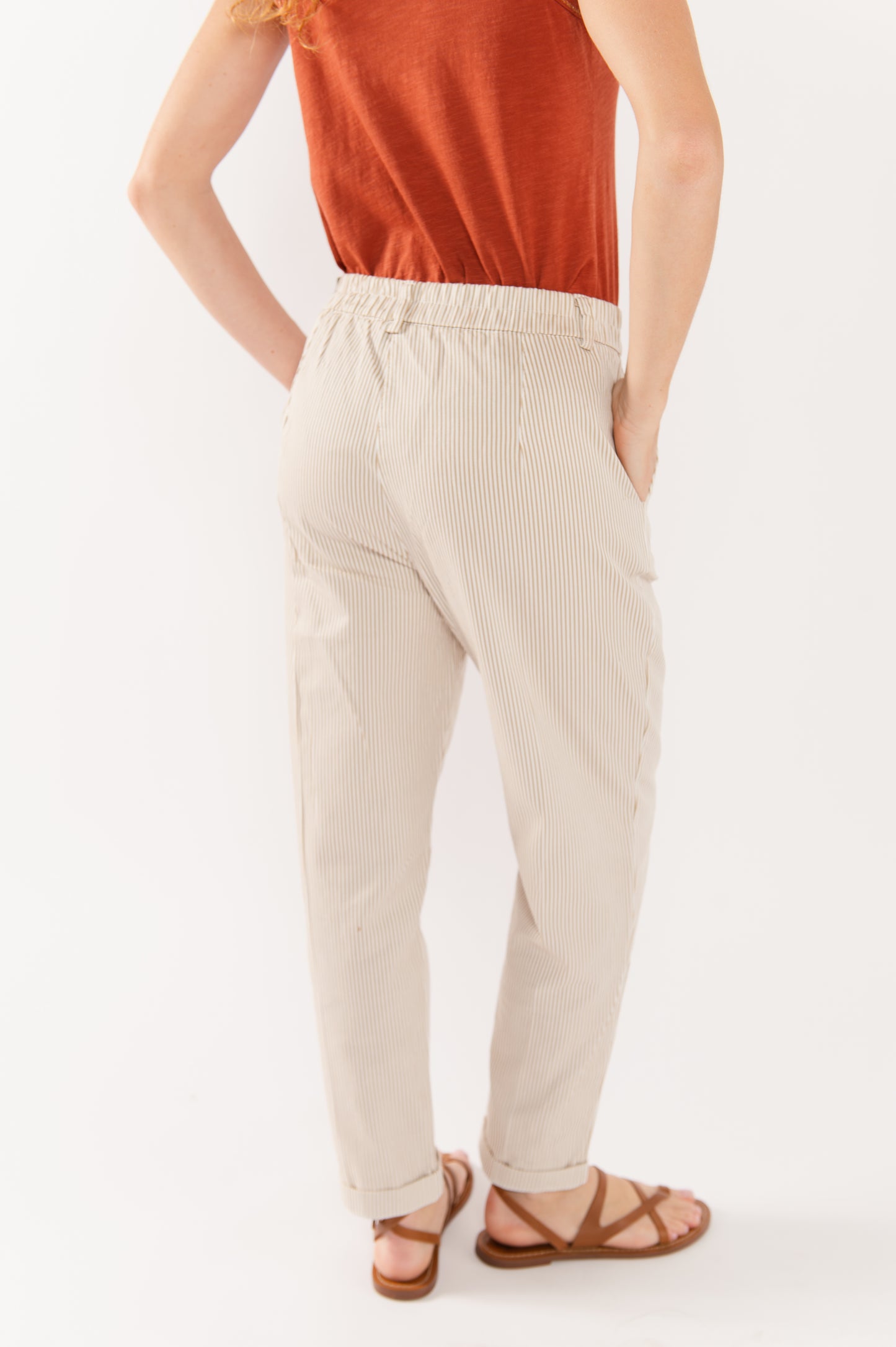 CHINO 7/8ÈME À RAYURES FARAH BEIGE
