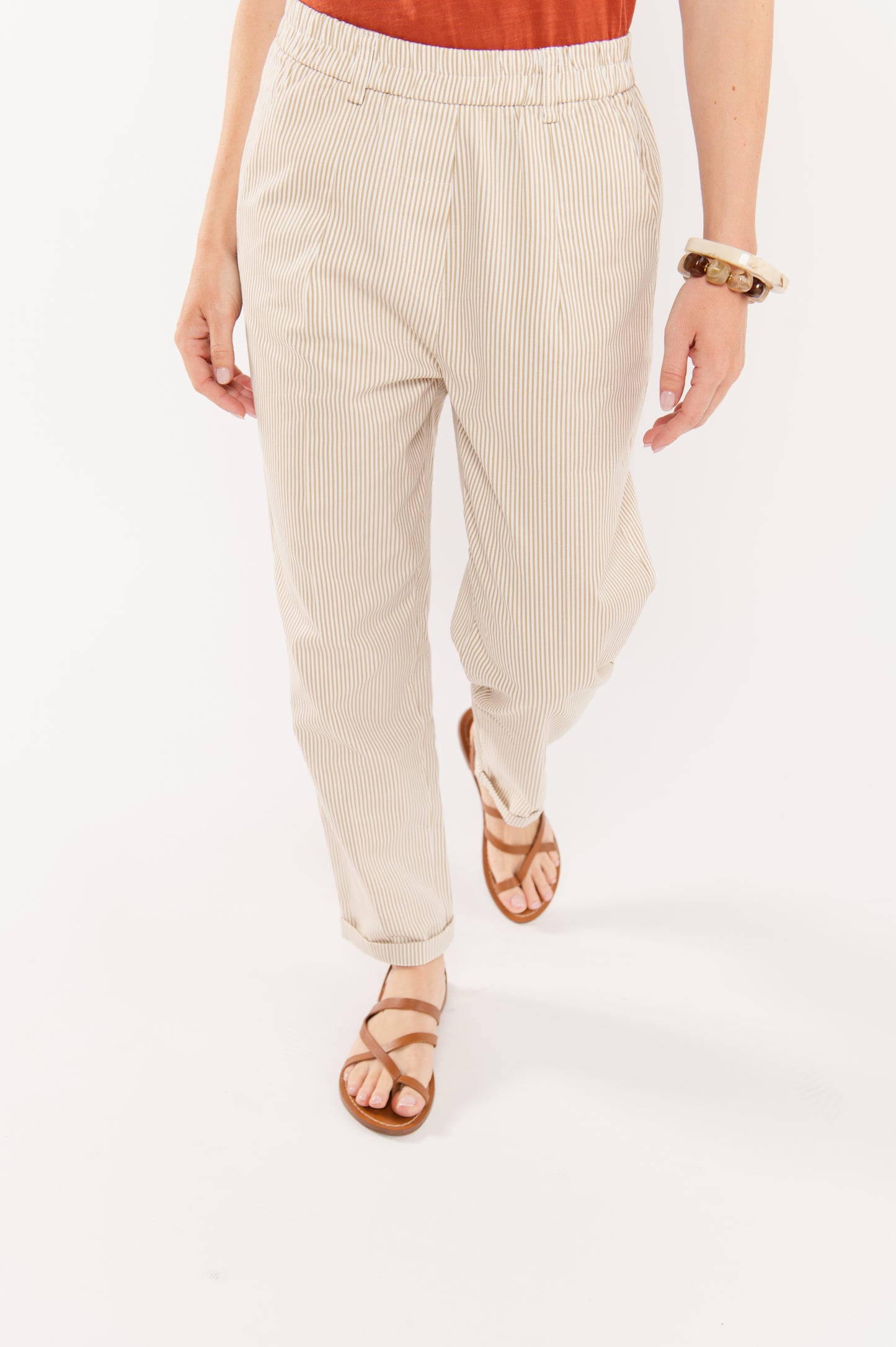 CHINO 7/8ÈME À RAYURES FARAH BEIGE