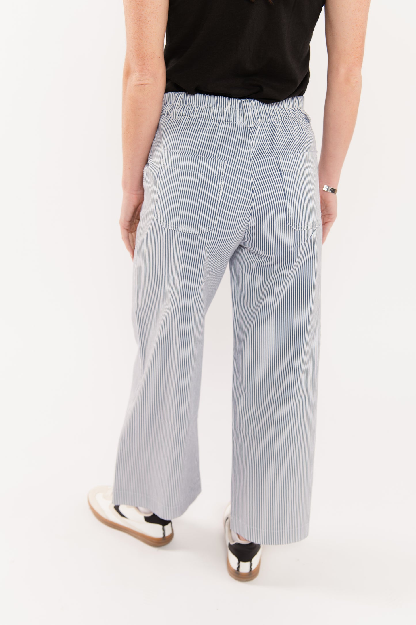 PANTALON 7/8ÈME À RAYURES FABIAN MARINE