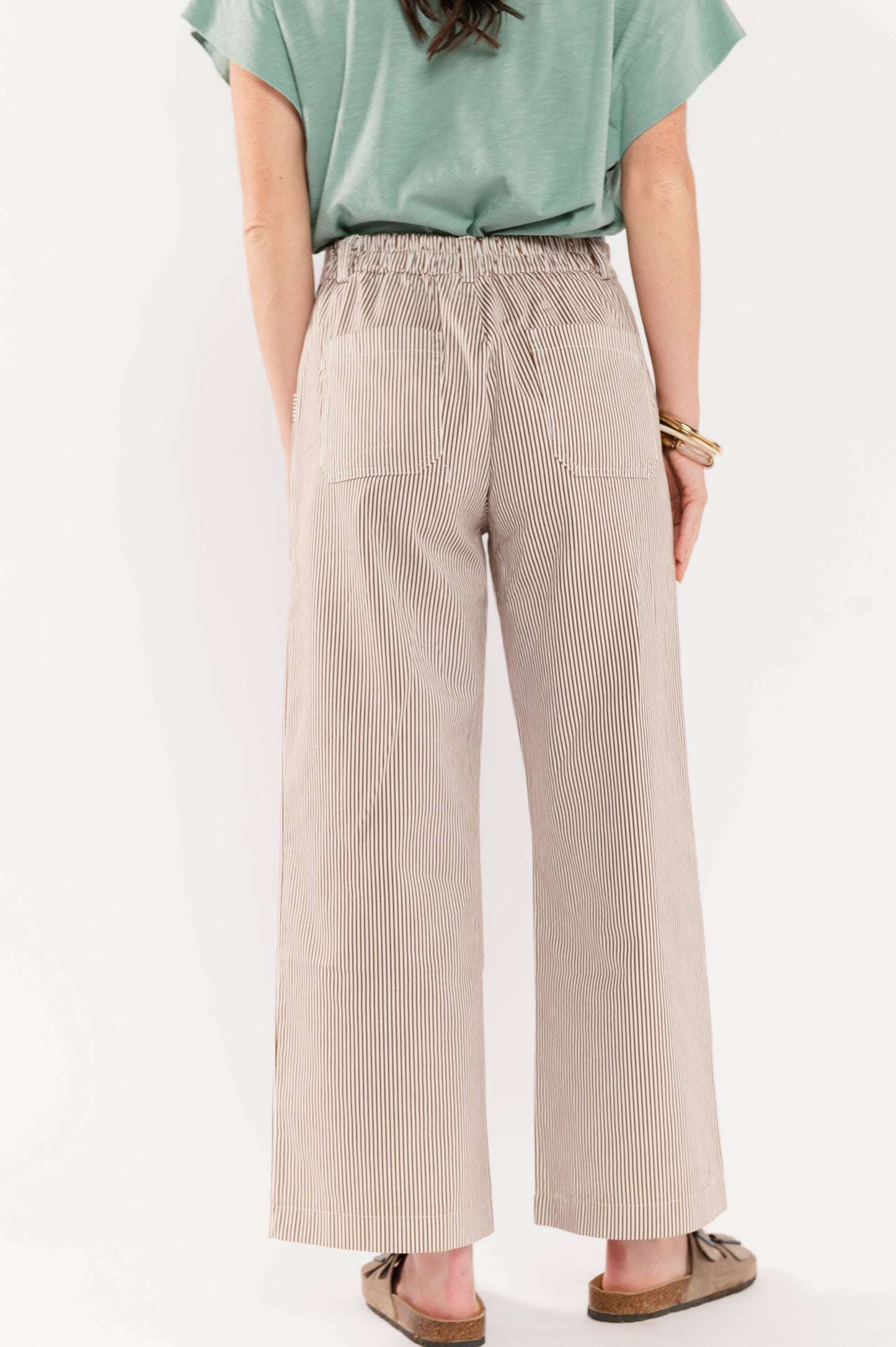PANTALON 7/8ÈME À RAYURES FABIAN MARRON