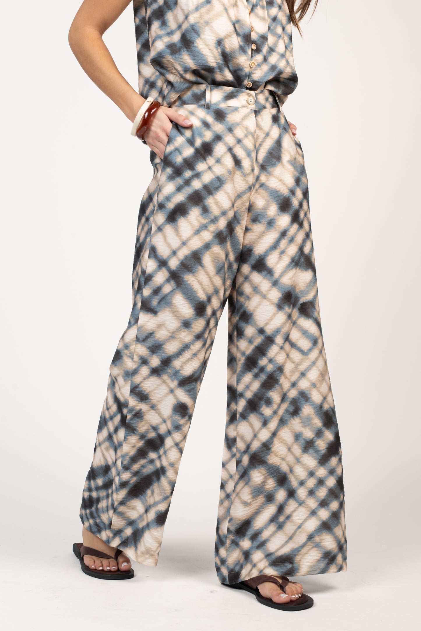 PANTALON LONG ÉLÉA ÉCRU & MARINE