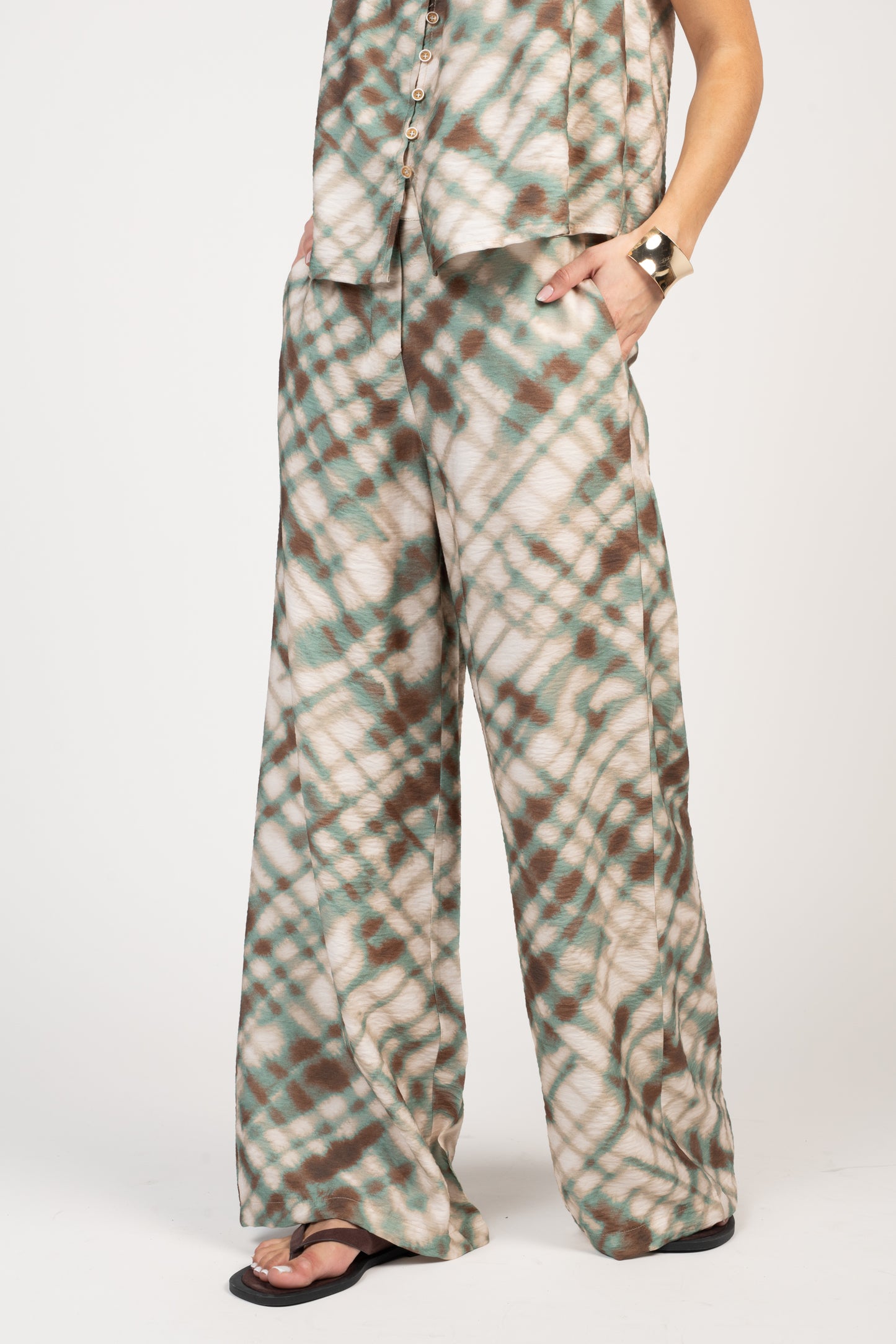 PANTALON LONG ÉLÉA VERT & NOISETTE