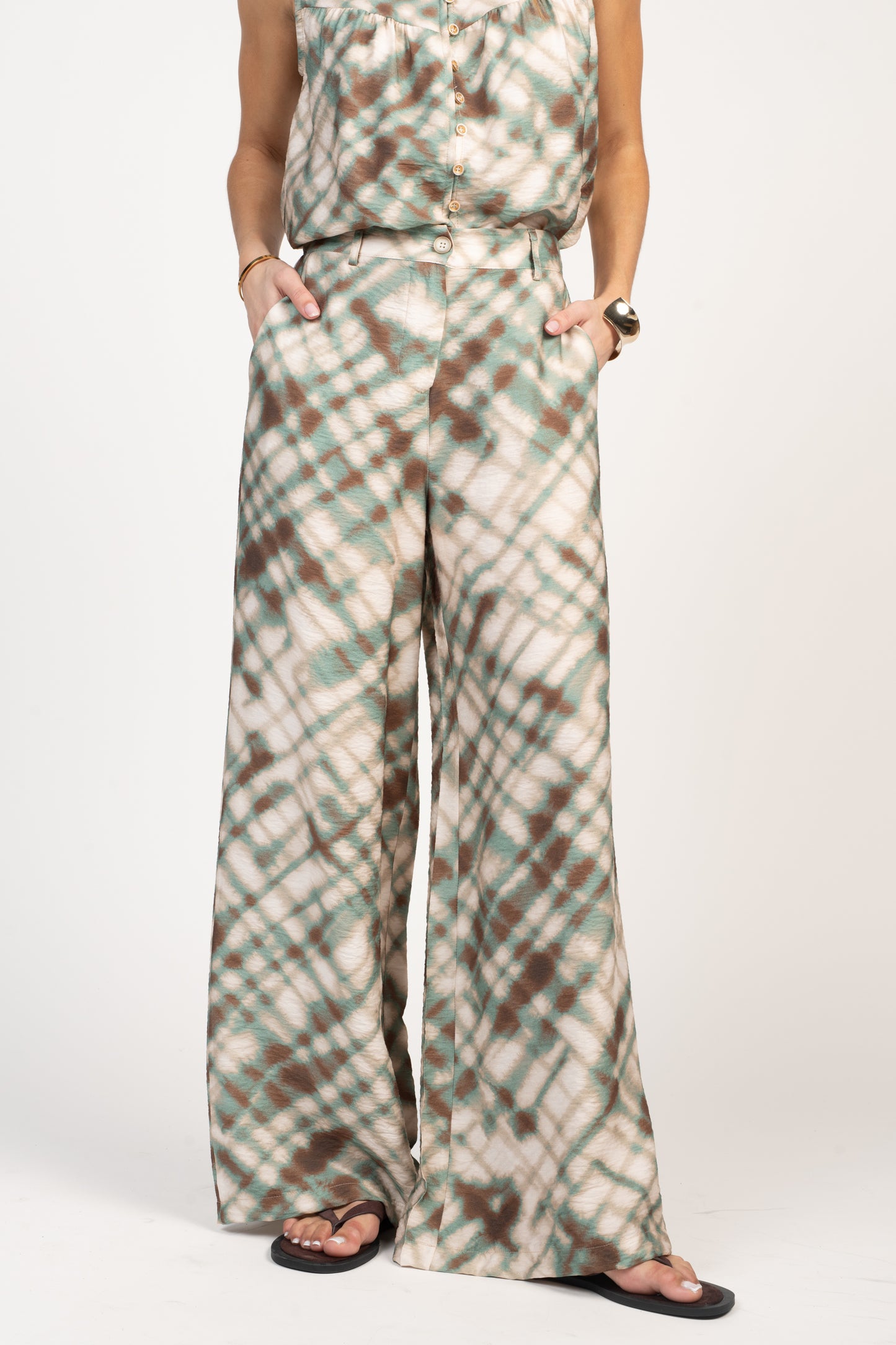 PANTALON LONG ÉLÉA VERT & NOISETTE