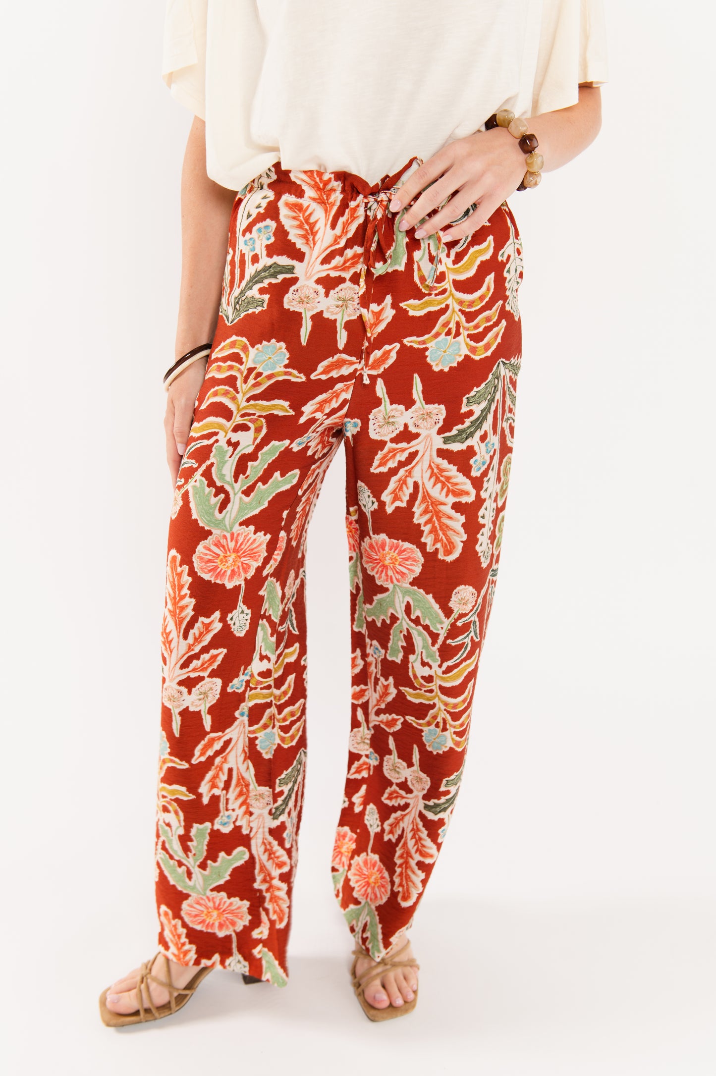 PANTALON À FLEURS FABIO PAPRIKA