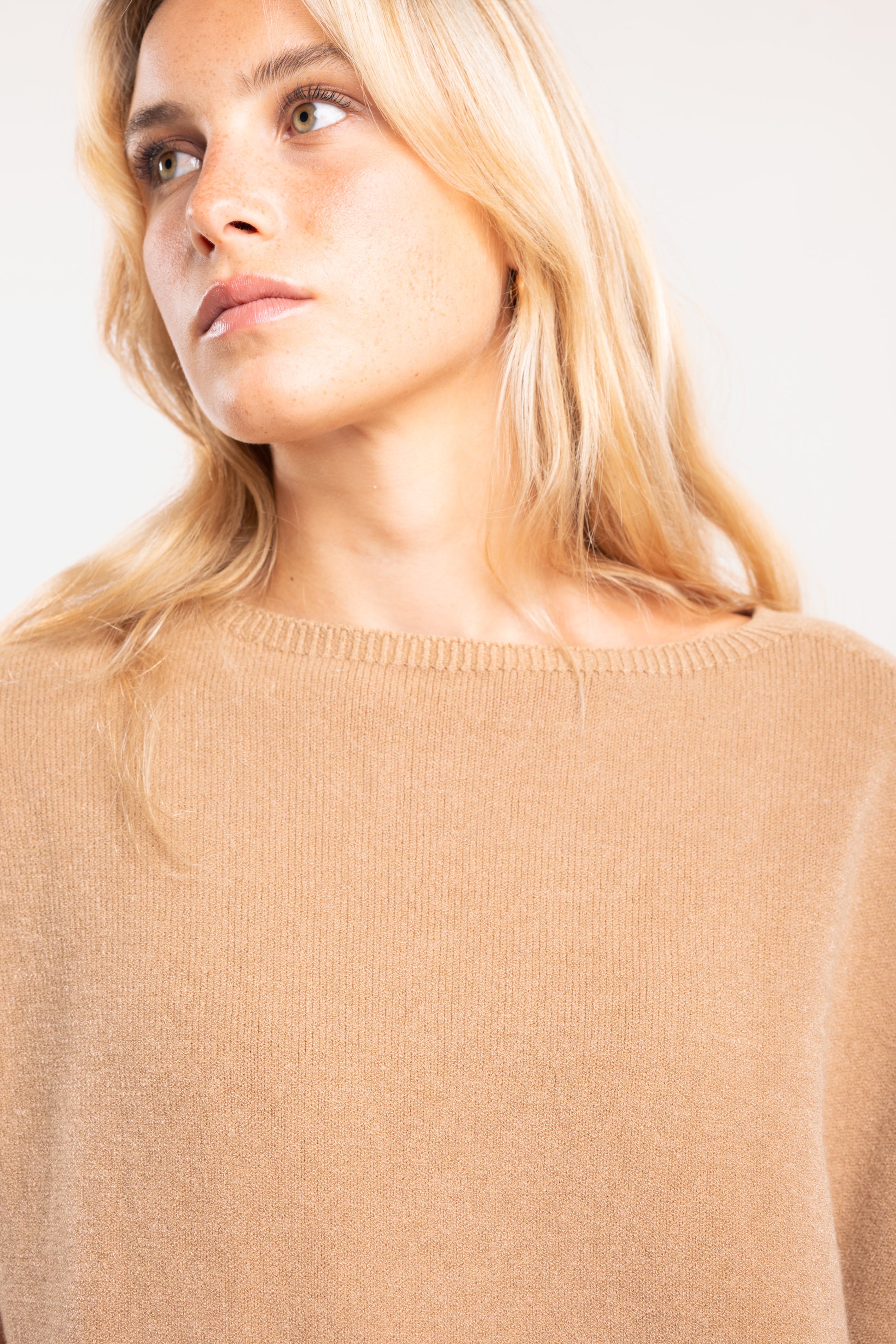 Pull ample femme camel 