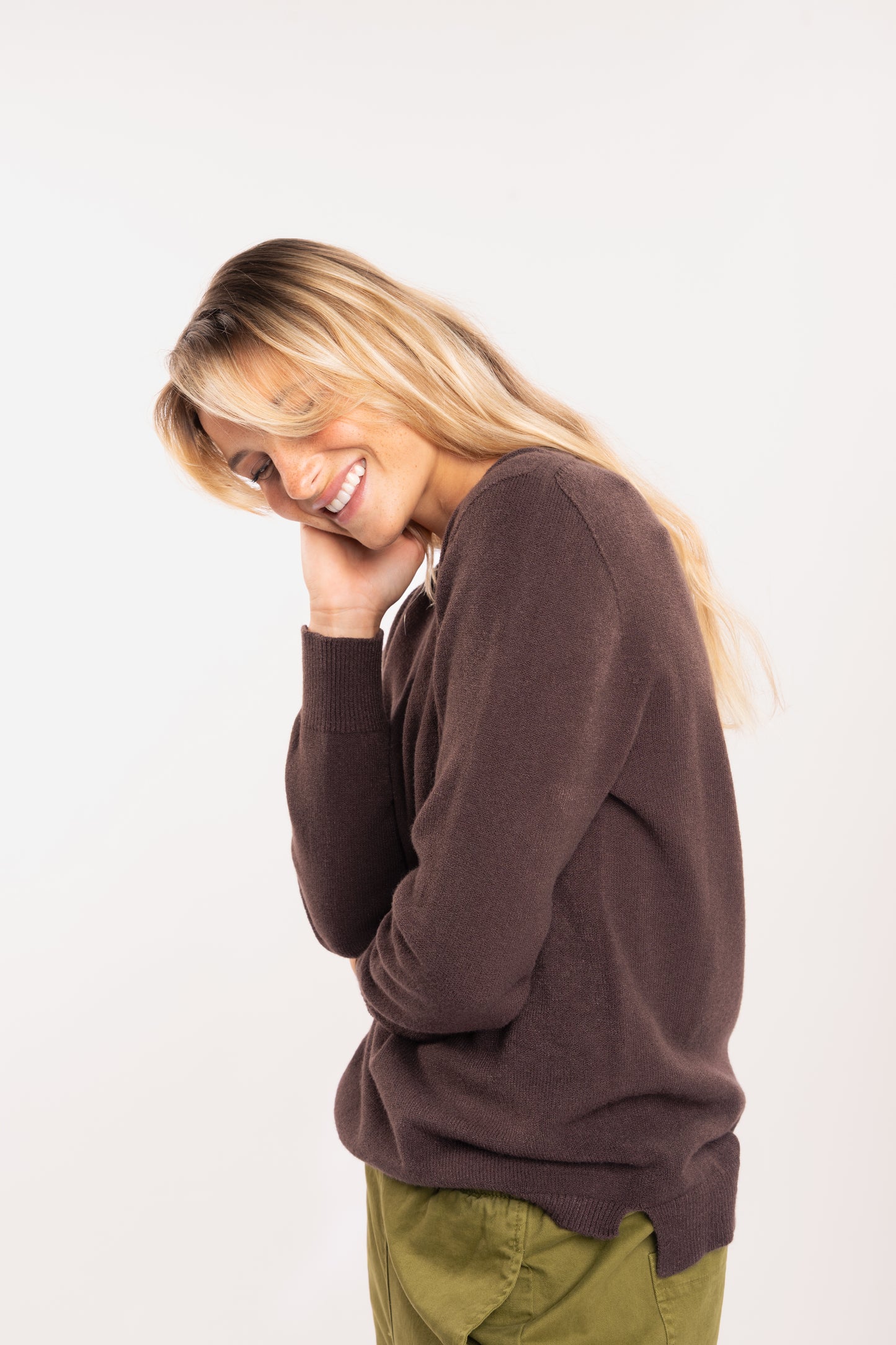 Pull ample femme marron 
