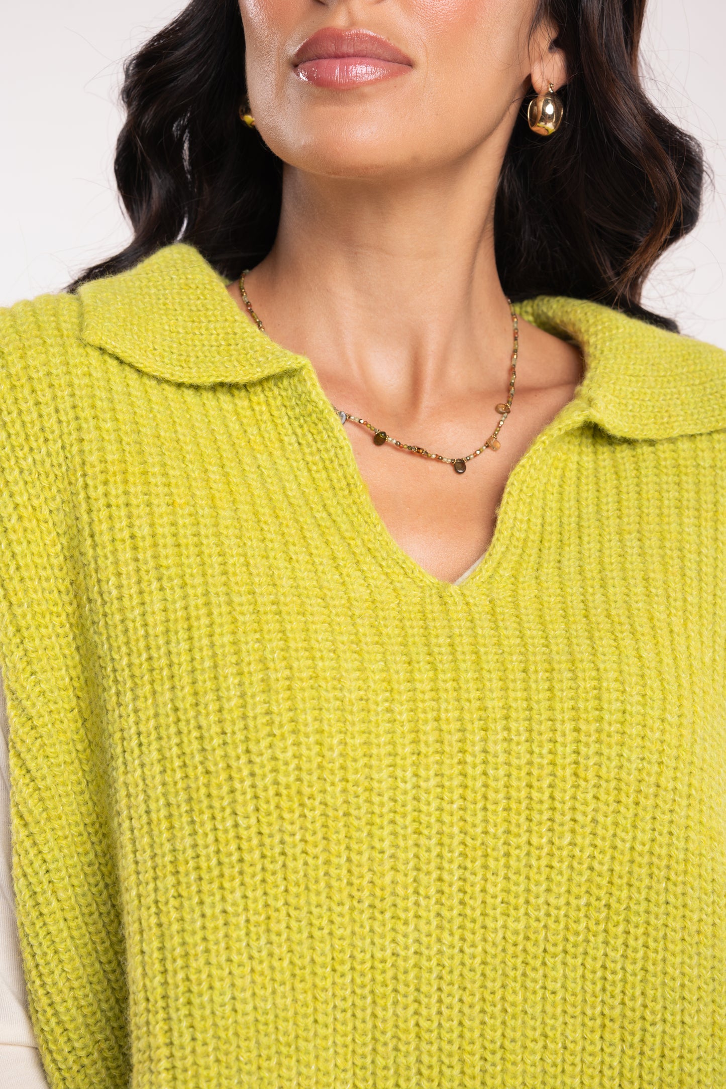 Pull col polo vert olive
