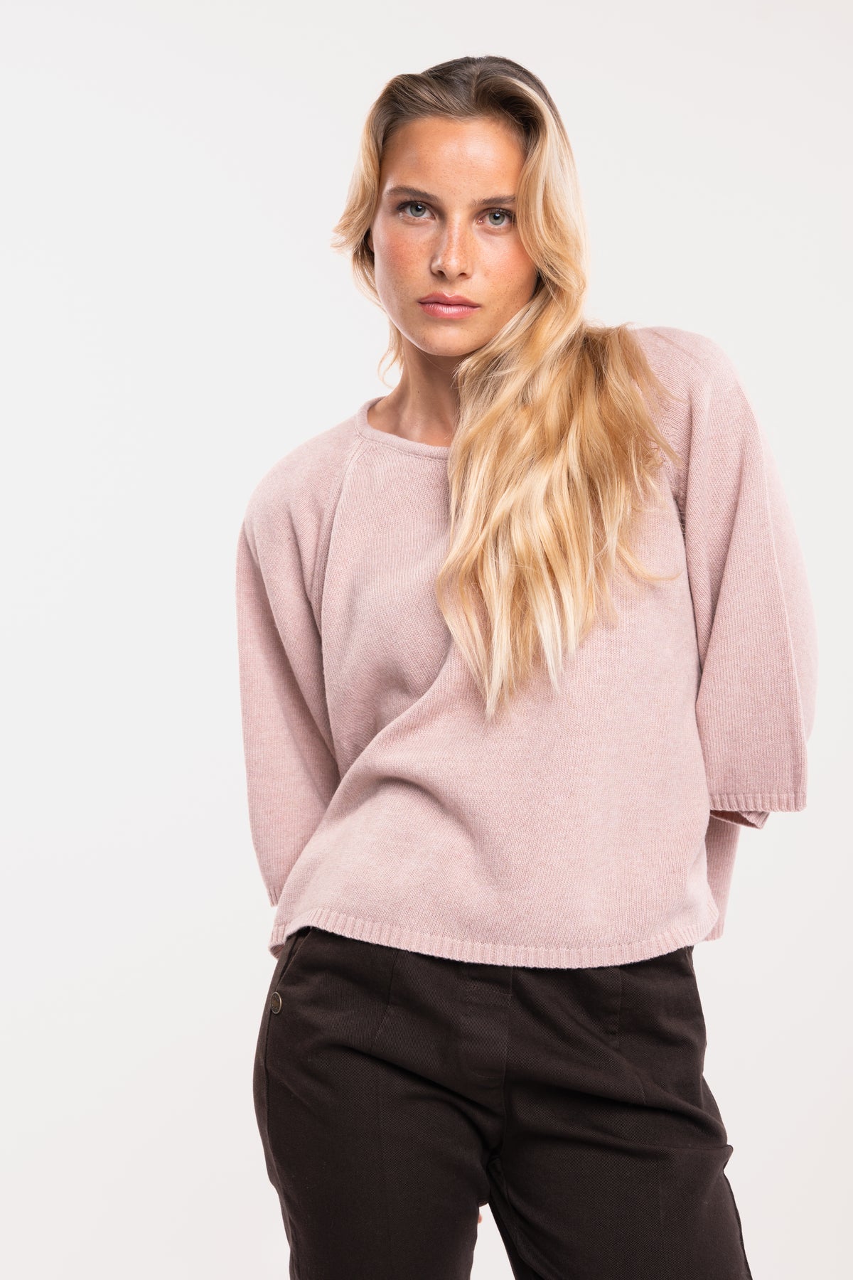 Pull femme oversize vieux rose